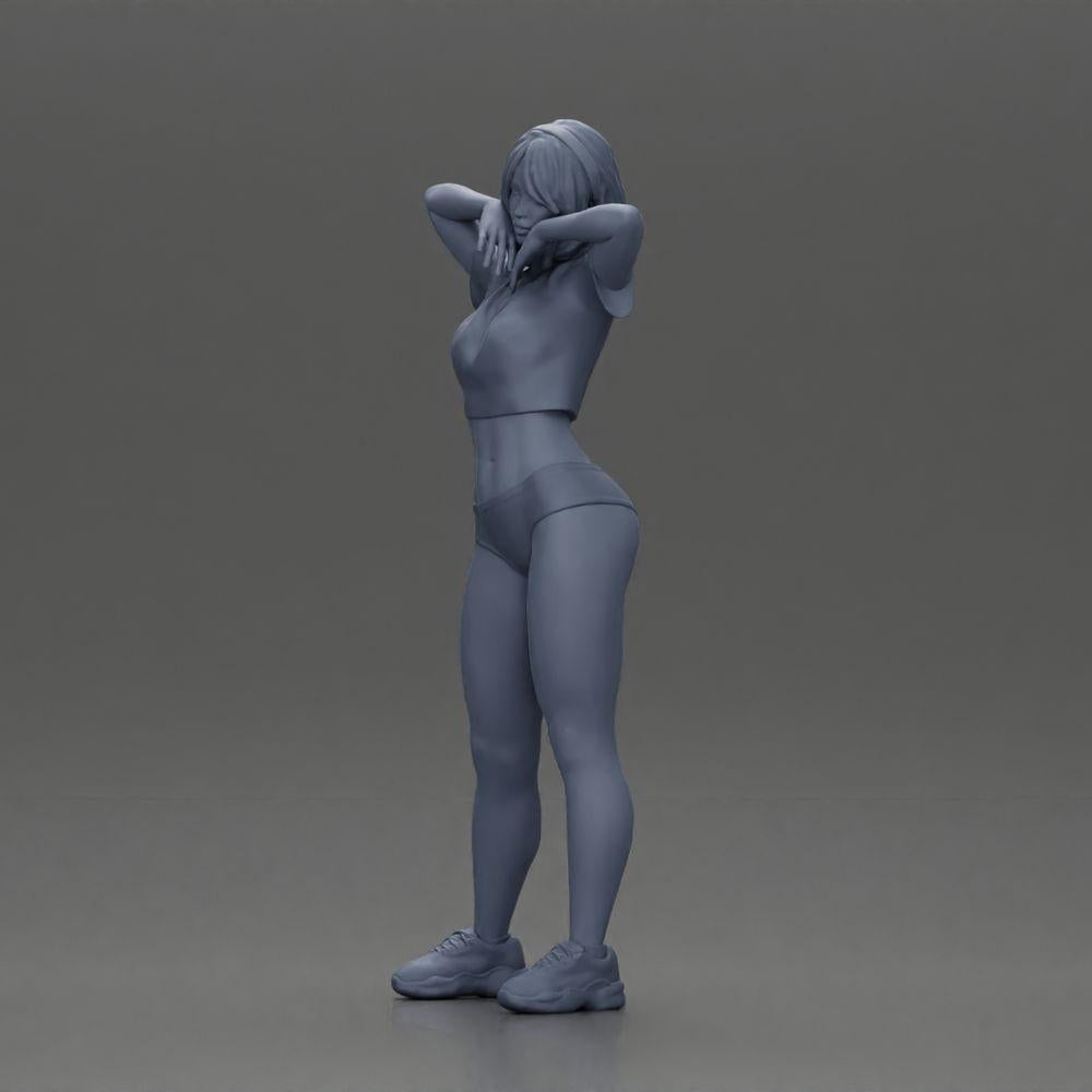 Diorama Modélisme Photo de produit 11 : Miniature diorama : Figurine féminine en bikini, t-shirt court et bandeau, en pose (Ref Nr. A97)