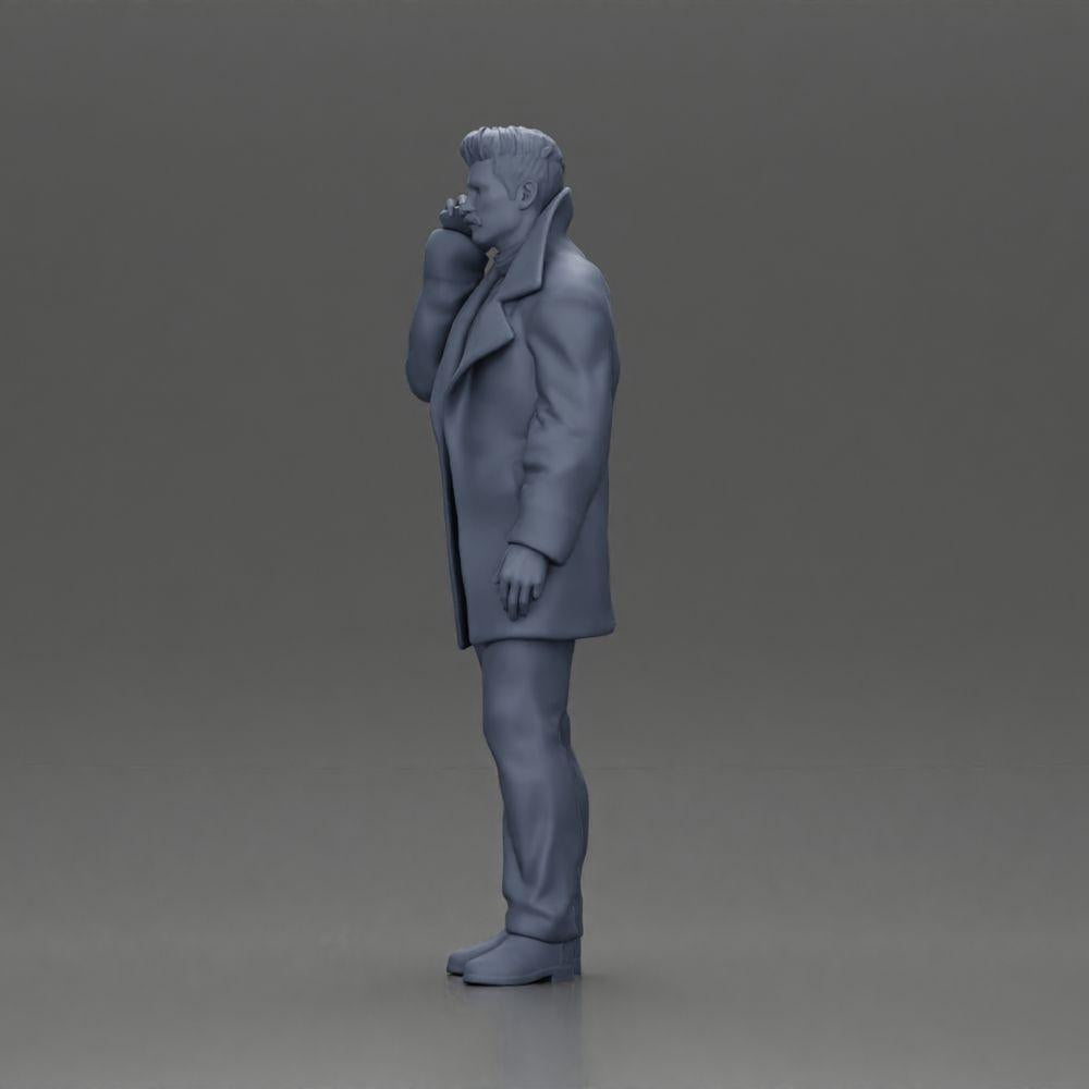 Diorama modélisme photo produit 11 : Figurine diorama - homme turc en manteau avec col roulé, en train de téléphoner (Ref Nr. A78)