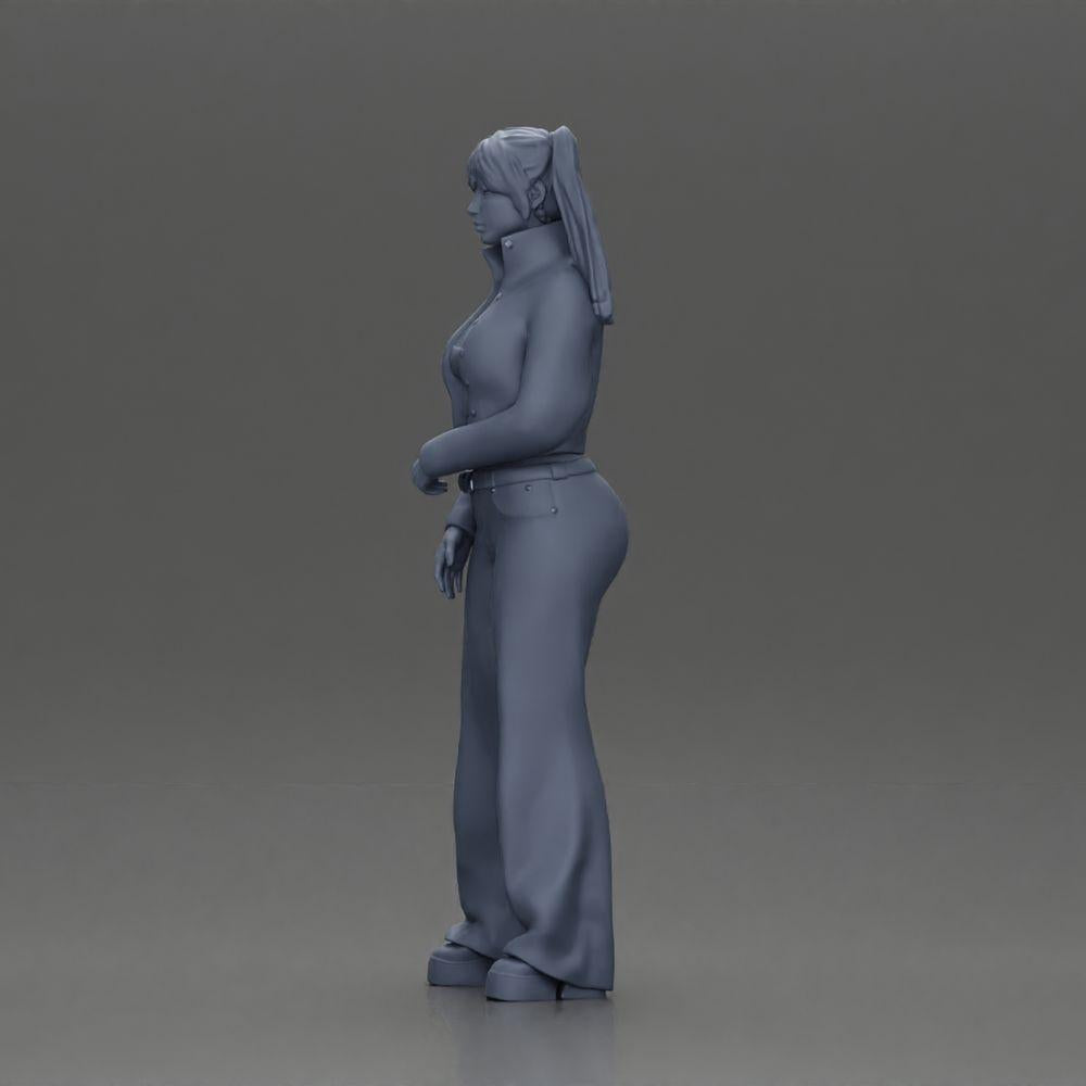 Diorama Modélisme Photo Produit 11 : Miniature Diorama : Fille Chola avec Tresses, Veste, Top, Ceinture & Pantalon Évasé (Réf Nr. A79)