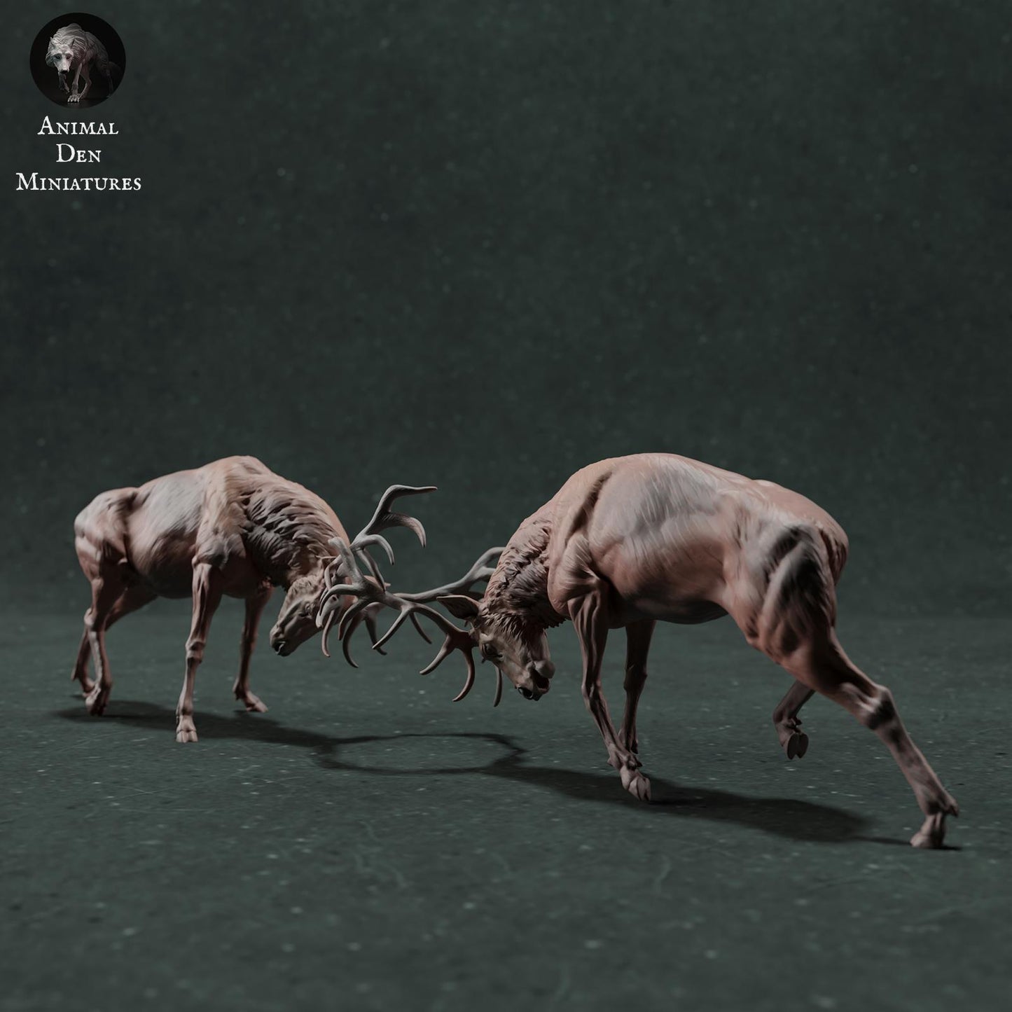 Photo de produit Figurine animale diorama, modélisme : 0 : Figurine de faune : cerfs rouges en combat – diorama de combat de cerfs (Réf 01_01_71)