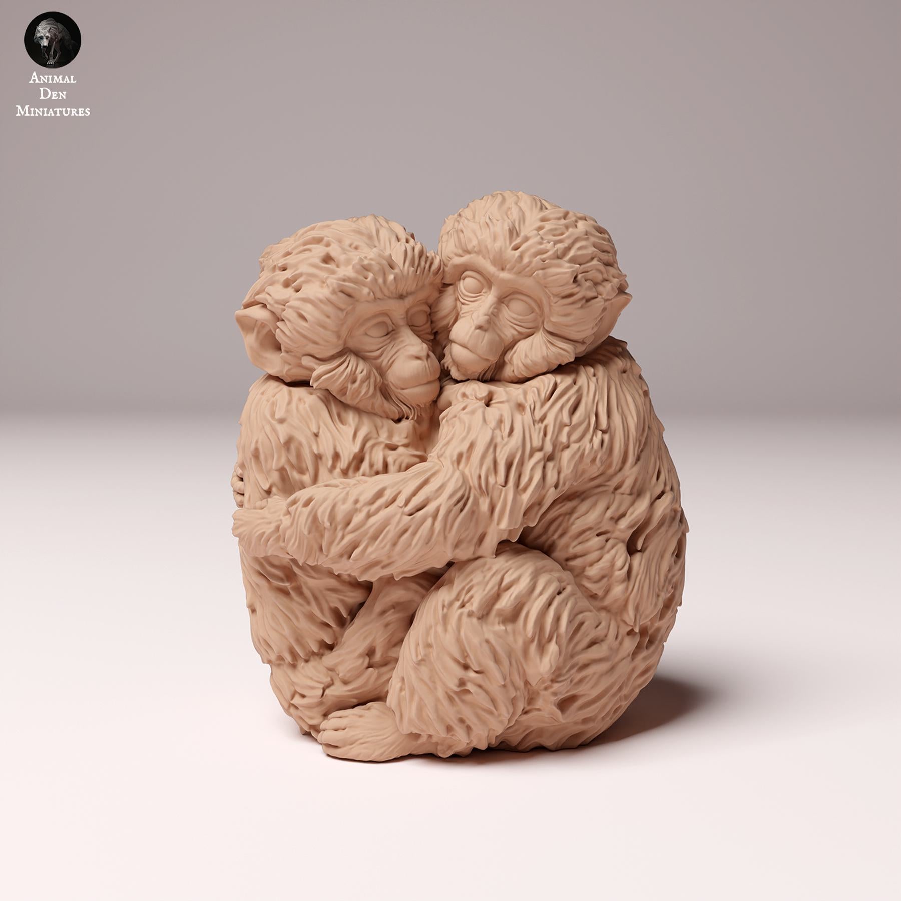 Photo de produit Figurine animale Diorama, modélisme : 0 : Figurine de faune : Bébés macaques japonais – Étreinte (Réf 24_10_06)