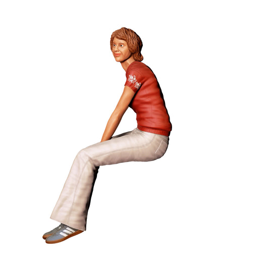 Diorama modélisme photo de produit 0 : Femme assise avec chemise à fleurs – Figurine en tenue décontractée (Réf. n° 438)