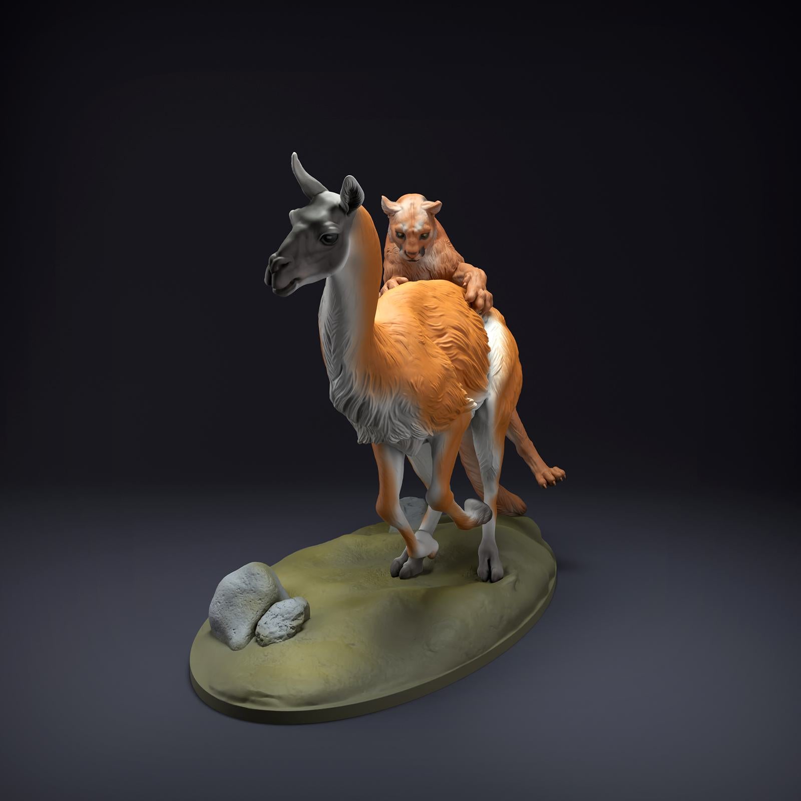 Photo de produit Figurine animale diorama, modélisme : 0 : Figurine de faune : Puma chassant un Guanaco (Réf 01_01_51)