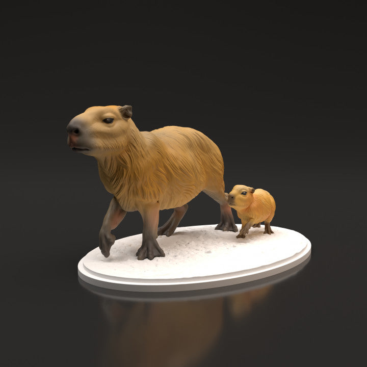 Photo du produit, figurine animale Animal Den Miniatures 5 : figurine d’animal sauvage : capybaras (22_06_05)