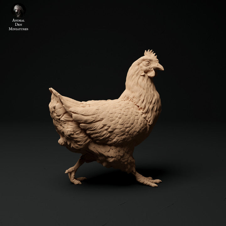 Photo de produit Figurine d'animal Diorama, modélisme : 0 : Figurines d'animaux de ferme : 3 poules - en train de manger, assises et courant