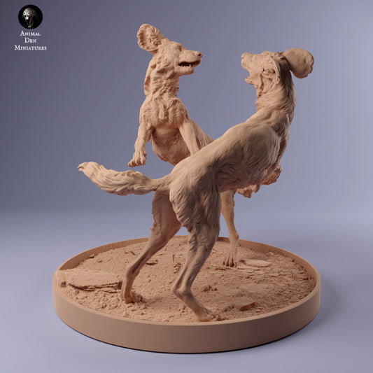 Photo de produit Figurine animale Diorama, modélisme : 0 : Chien sauvage africain en train de jouer : Animaux d'Afrique