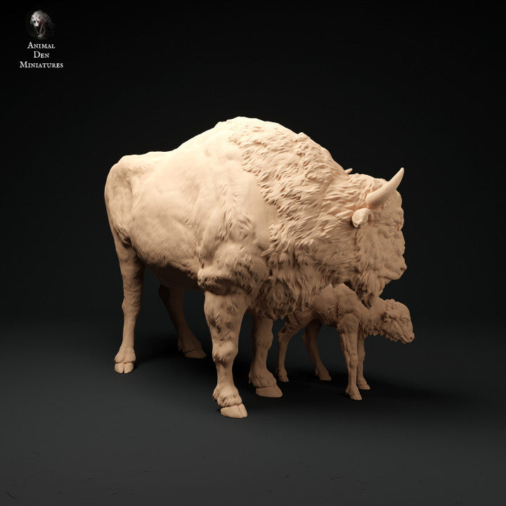 Photo de produit Figurine animale diorama, modélisme : 0 : Vache bison avec petit : Animaux d'Europe