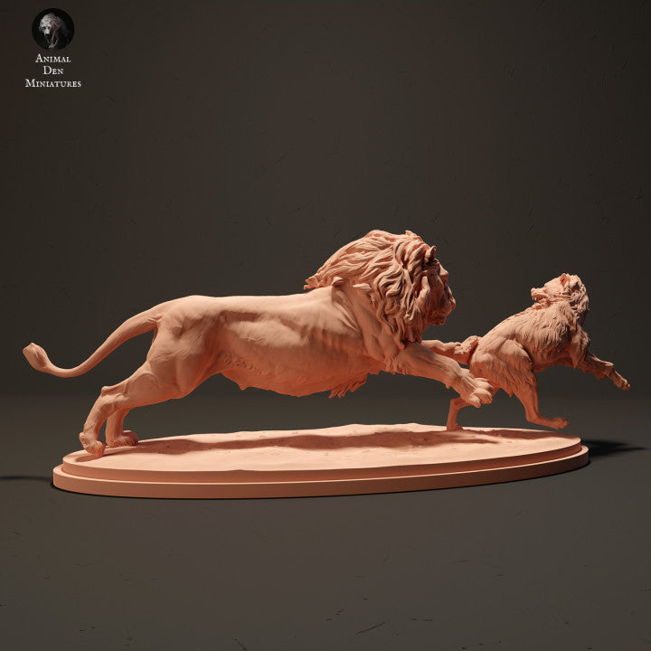 Photo de produit Figurine d'animal Diorama, modélisme : 0 : Lion chassant une hyène : Animaux d'Afrique