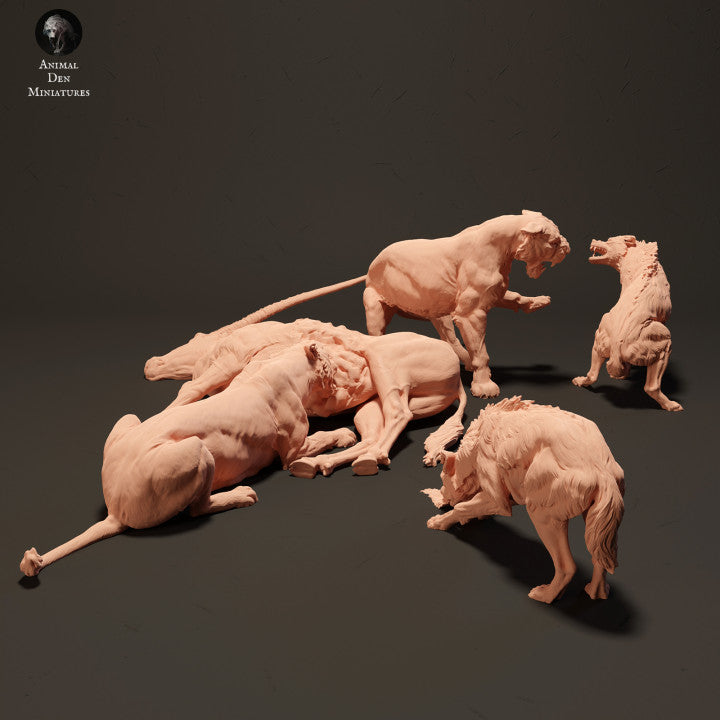Photo de produit Figurine d'animal Diorama, Modélisme : 0 : Lions sur cadavre d'antilope assiégés par des hyènes : Animaux d'Afrique
