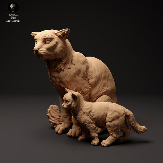 Photo de produit Figurine Animale Diorama, Modélisme : 0 : Chat sauvage écossais assis avec un petit : Animaux d'Europe du Nord
