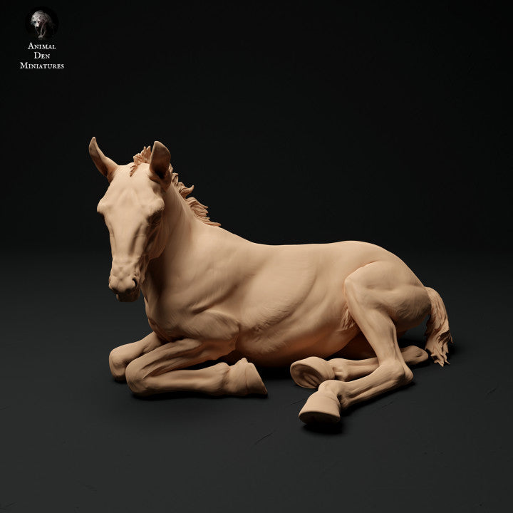 Photo de produit Figurine d'animal Diorama, modélisme : 0 : Figurine d'animal de ferme : 2 poulains - cheval en course et cheval couché