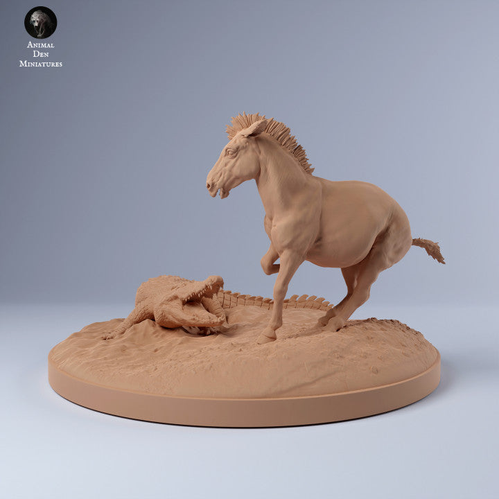 Photo de produit Figurine d'animal Diorama, modélisme : 0 : Zèbre et crocodile au point d'eau : Animaux d'Afrique