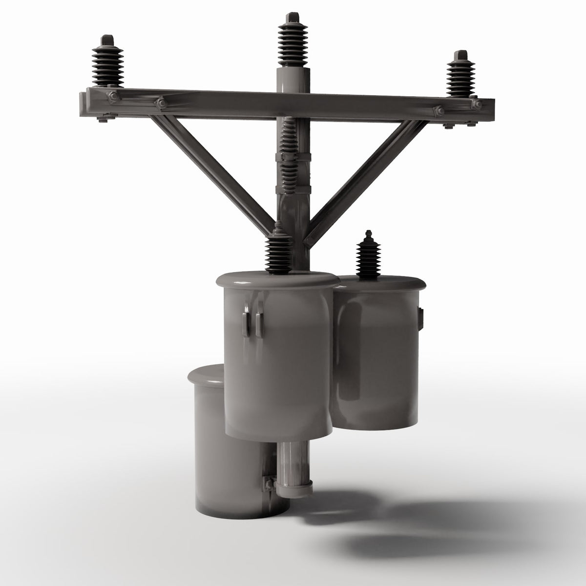 Photo produit pour diorama et modélisme 3 : Infrastructure de diorama : poteau électrique en béton avec trois transformateurs (Ref. 910D)
