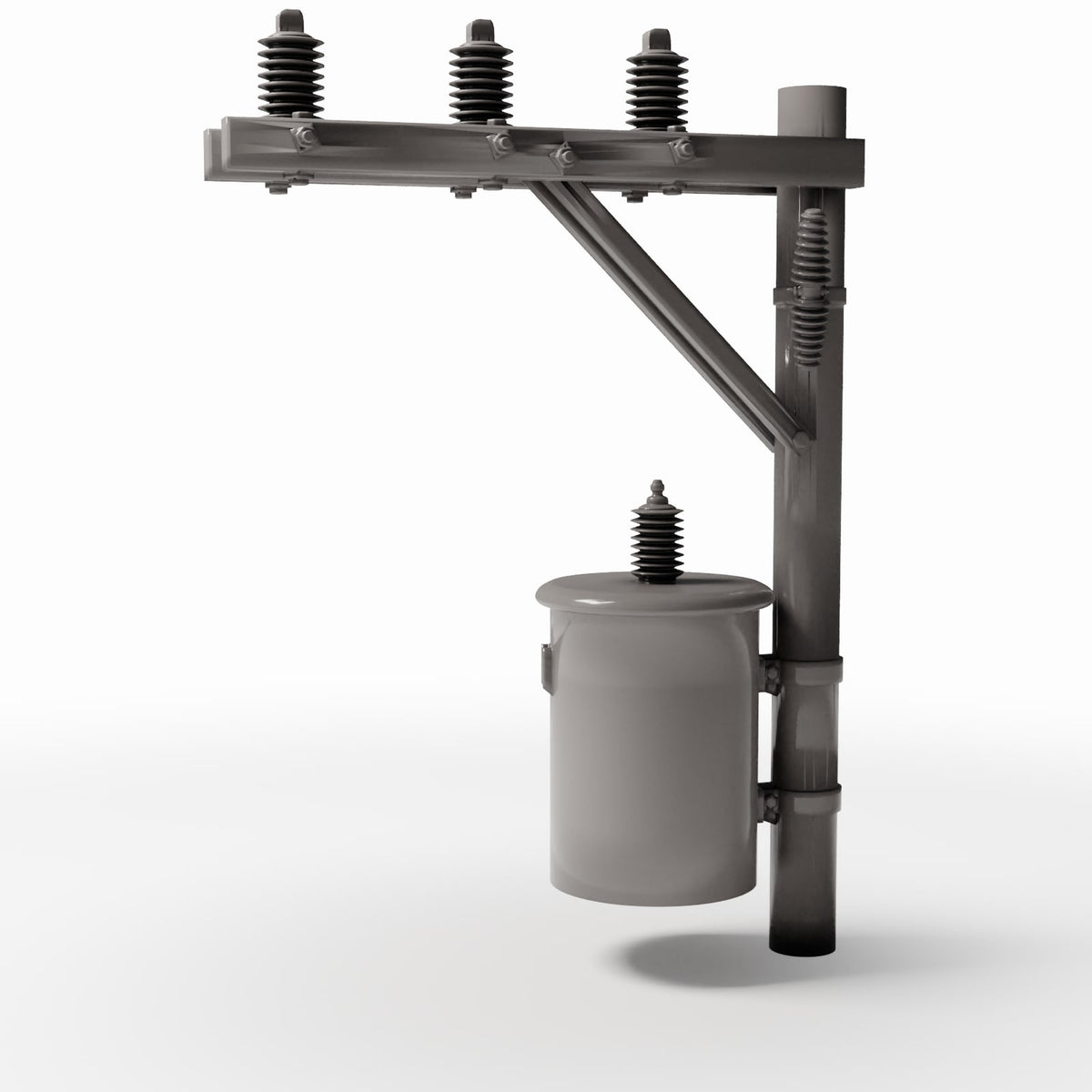 Photo produit pour diorama et modélisme 3 : Infrastructure de diorama : poteau électrique en béton avec transformateur (Ref. 934D)