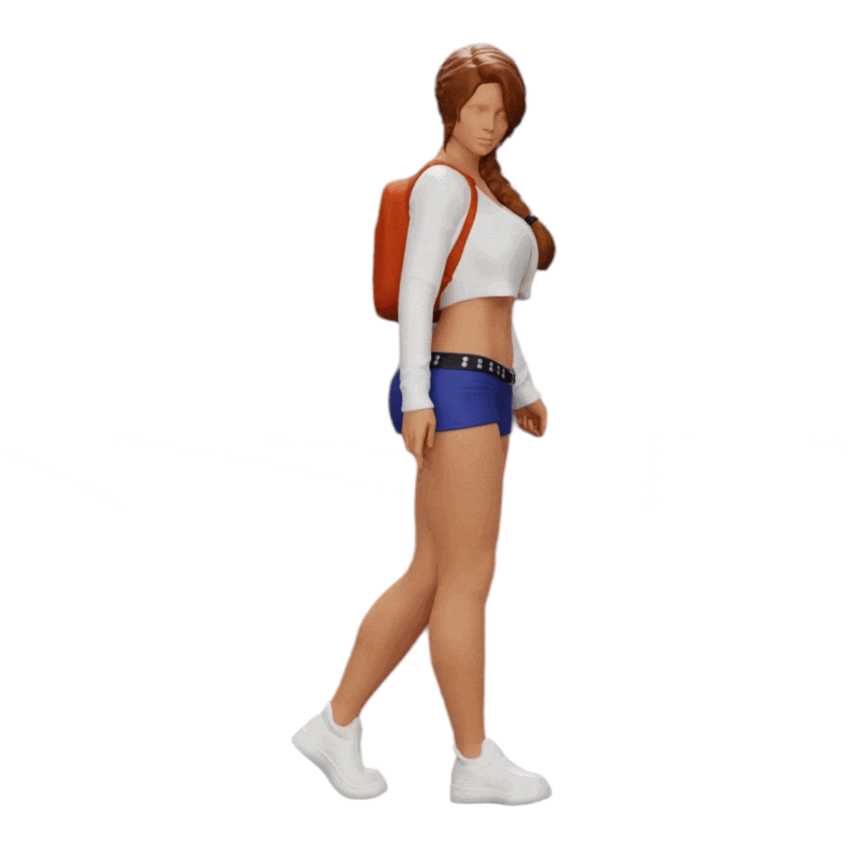 Figurine miniature : Fille sexy, en short, mini-chemise et sac à dos (n° a0)