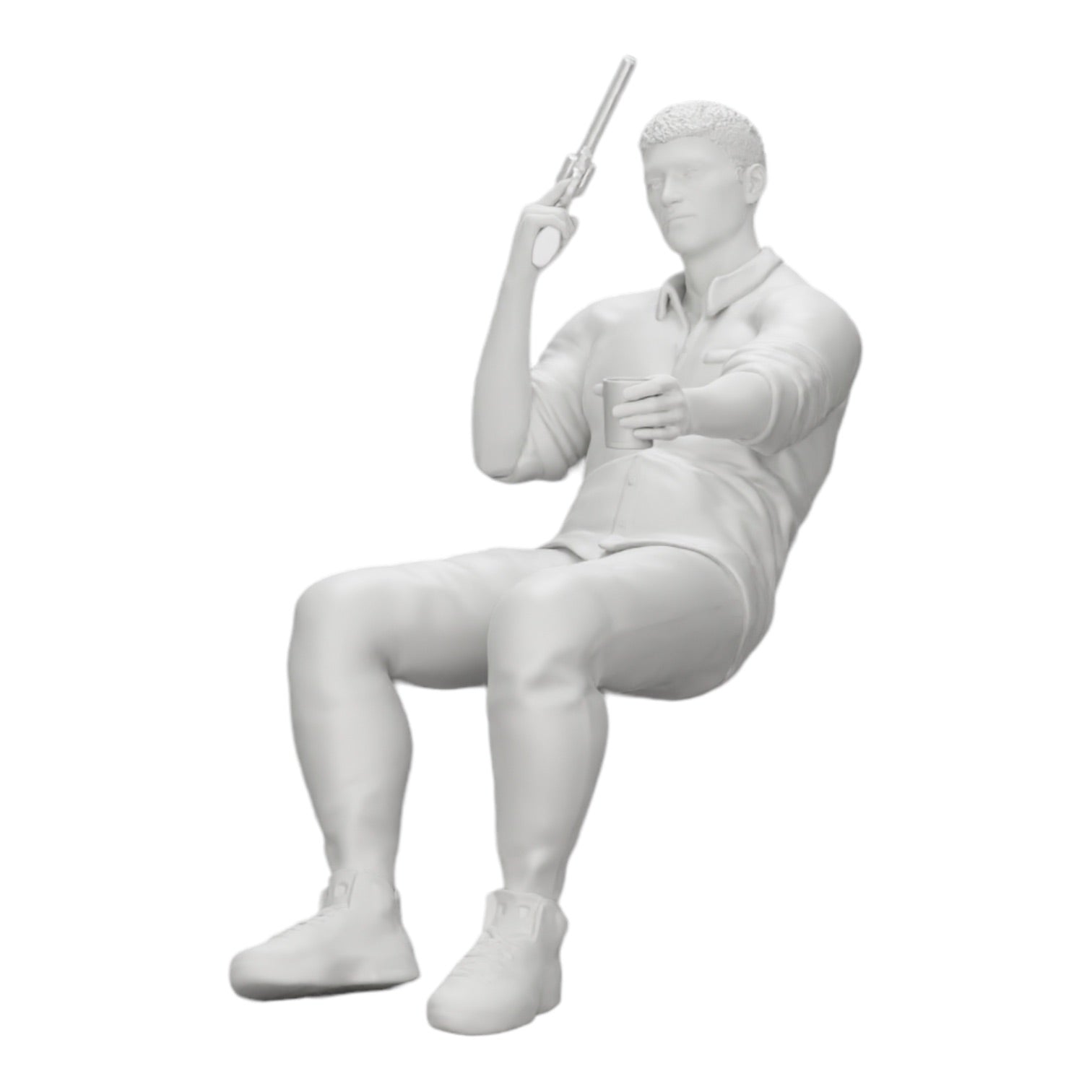 Modèle de diorama photo de produit 0 : Gangster assis avec un verre de whisky et une arme à la table de poker (Réf n° A5)