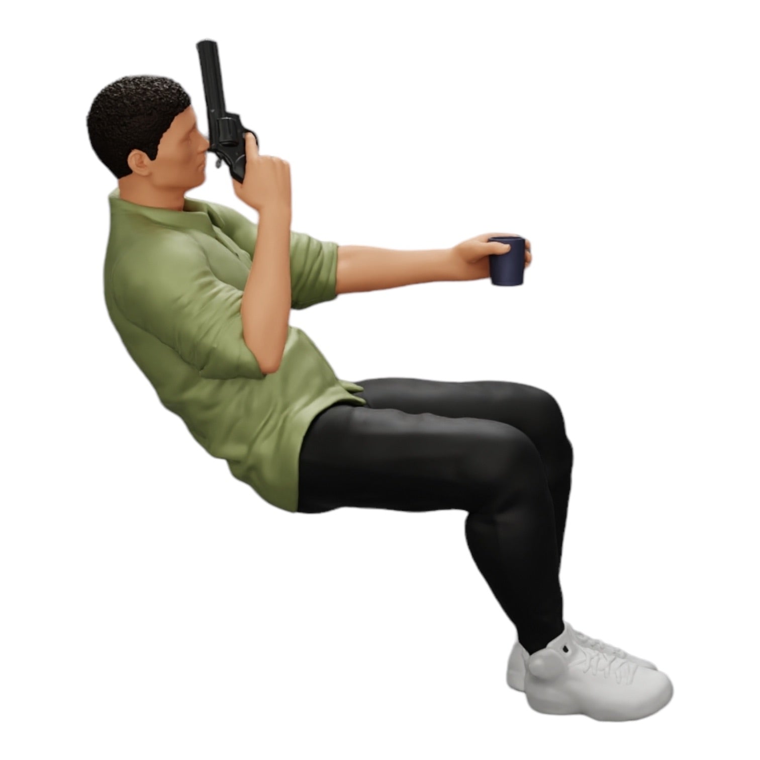 Modèle de diorama photo de produit 0 : Gangster assis avec un verre de whisky et une arme à la table de poker (Réf n° A5)