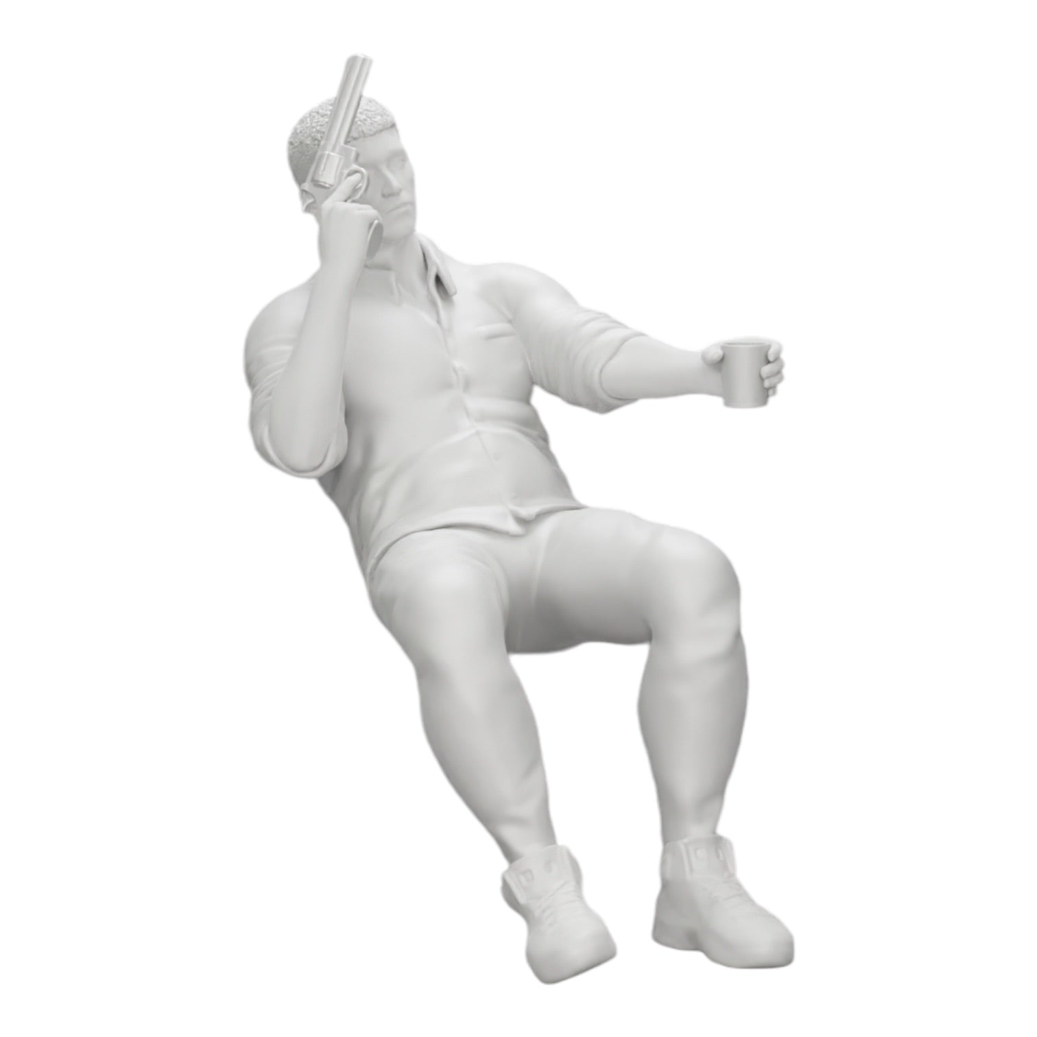 Modèle de diorama photo de produit 0 : Gangster assis avec un verre de whisky et une arme à la table de poker (Réf n° A5)