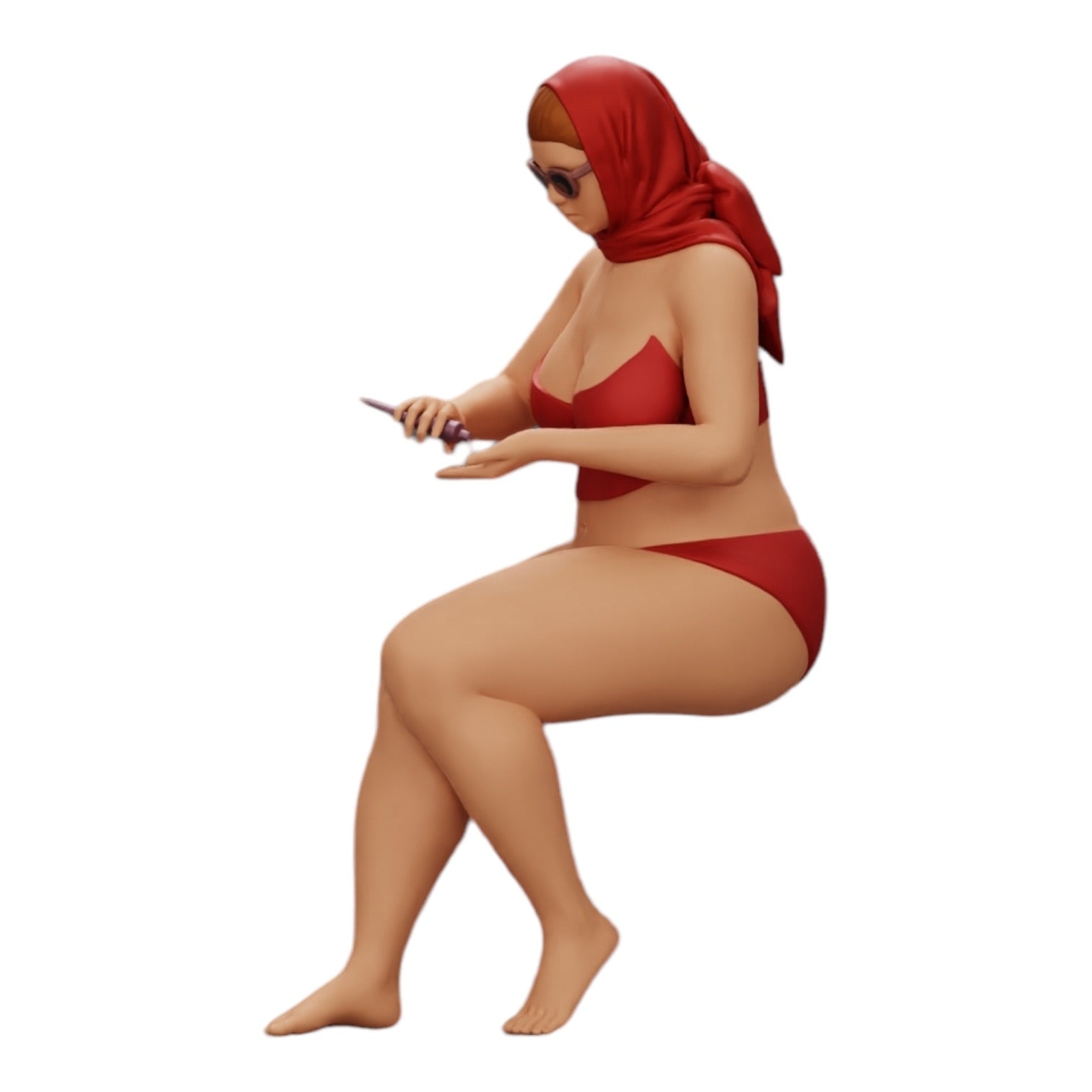 Diorama modélisme photo produit 0 : Femme sexy en bikini et lunettes de soleil avec crème solaire à la plage (Réf n° A9)