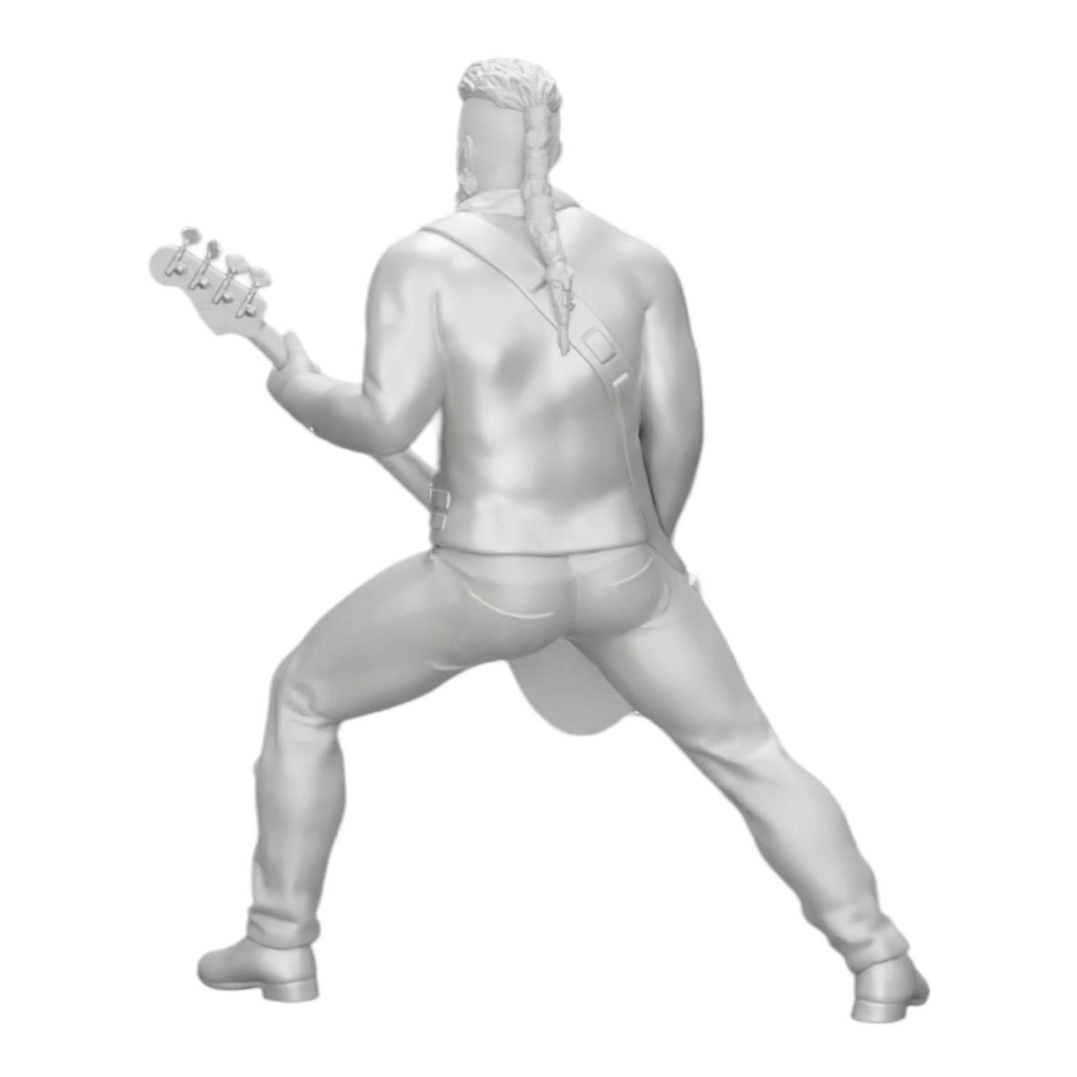 Photo de produit de modélisme diorama 0 : Rockstar jouant de la basse en cuir avec de longs cheveux et une barbe (Ref n° A12)