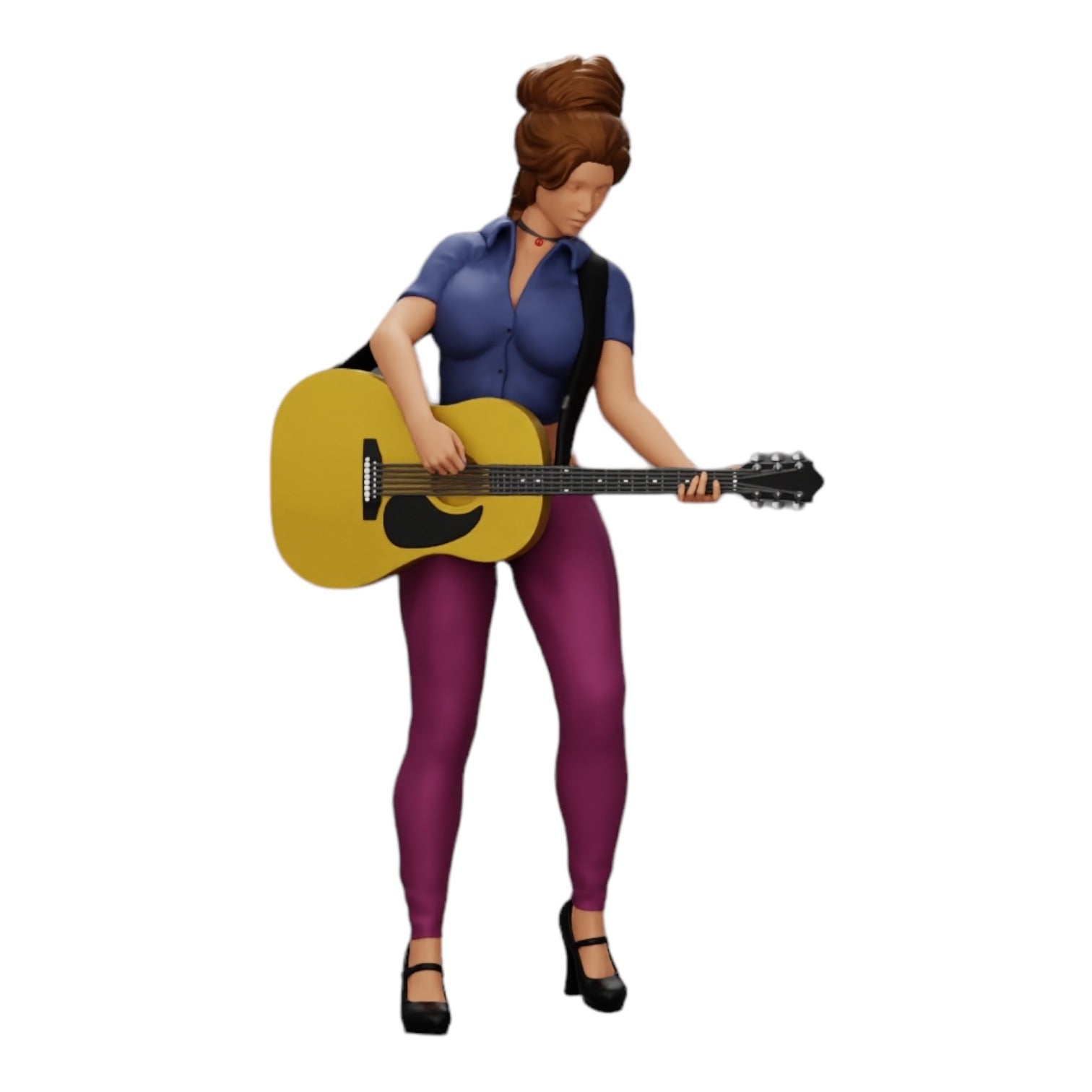 Photo de produit de modélisme diorama 0 : Jeune femme/musicienne sur scène jouant de la guitare acoustique (Réf n° A13)