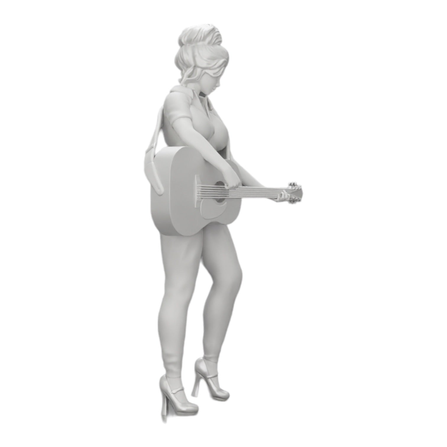 Photo de produit de modélisme diorama 0 : Jeune femme/musicienne sur scène jouant de la guitare acoustique (Réf n° A13)