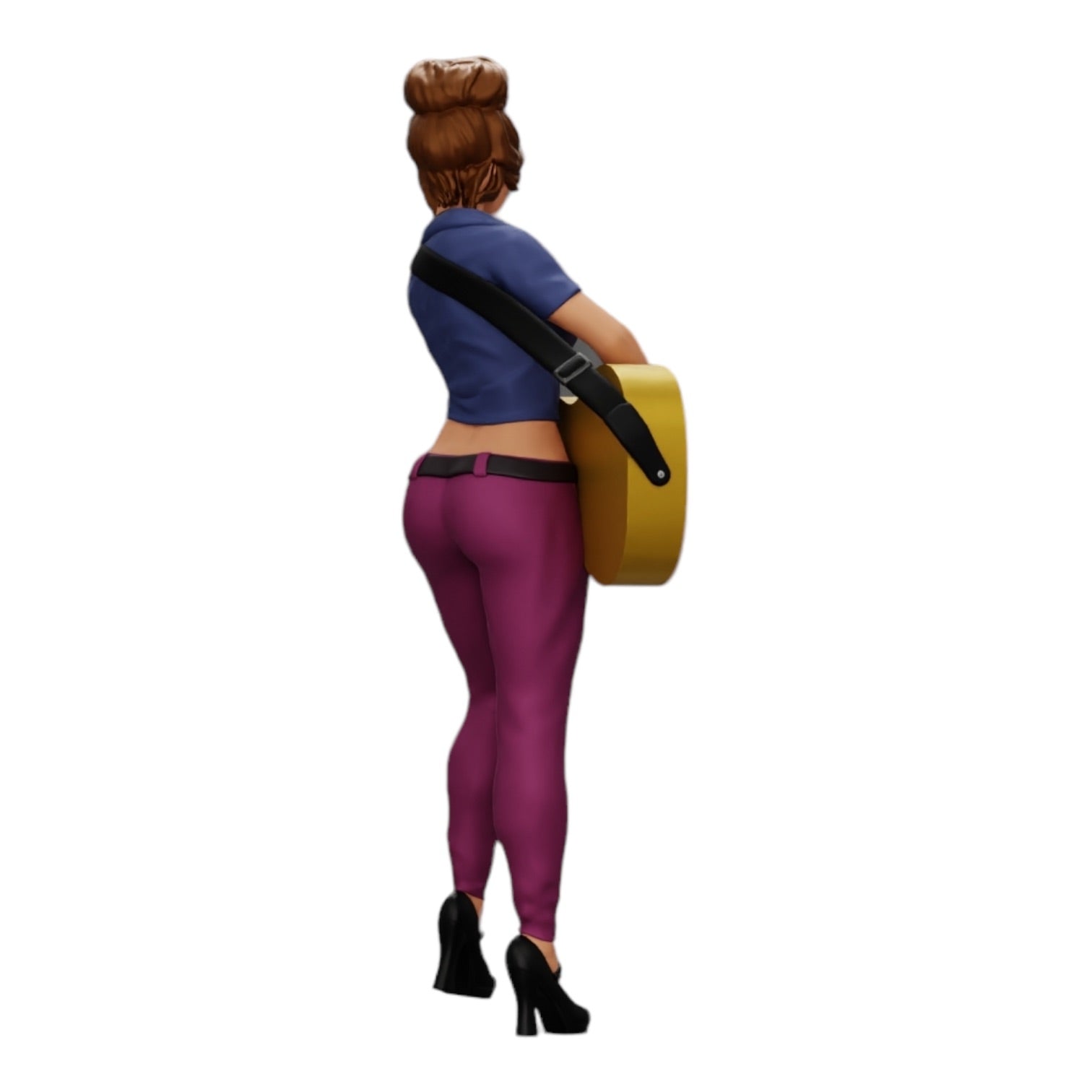 Photo de produit de modélisme diorama 0 : Jeune femme/musicienne sur scène jouant de la guitare acoustique (Réf n° A13)