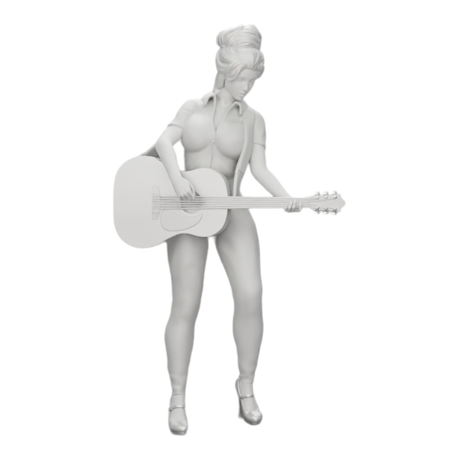 Photo de produit de modélisme diorama 0 : Jeune femme/musicienne sur scène jouant de la guitare acoustique (Réf n° A13)