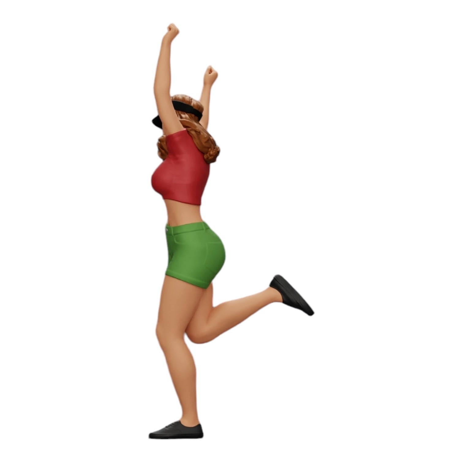 Photo de produit de modélisme diorama 0 : Fille joyeuse en mini-tee-shirt et casquette de tennis applaudit (Réf n° A14)