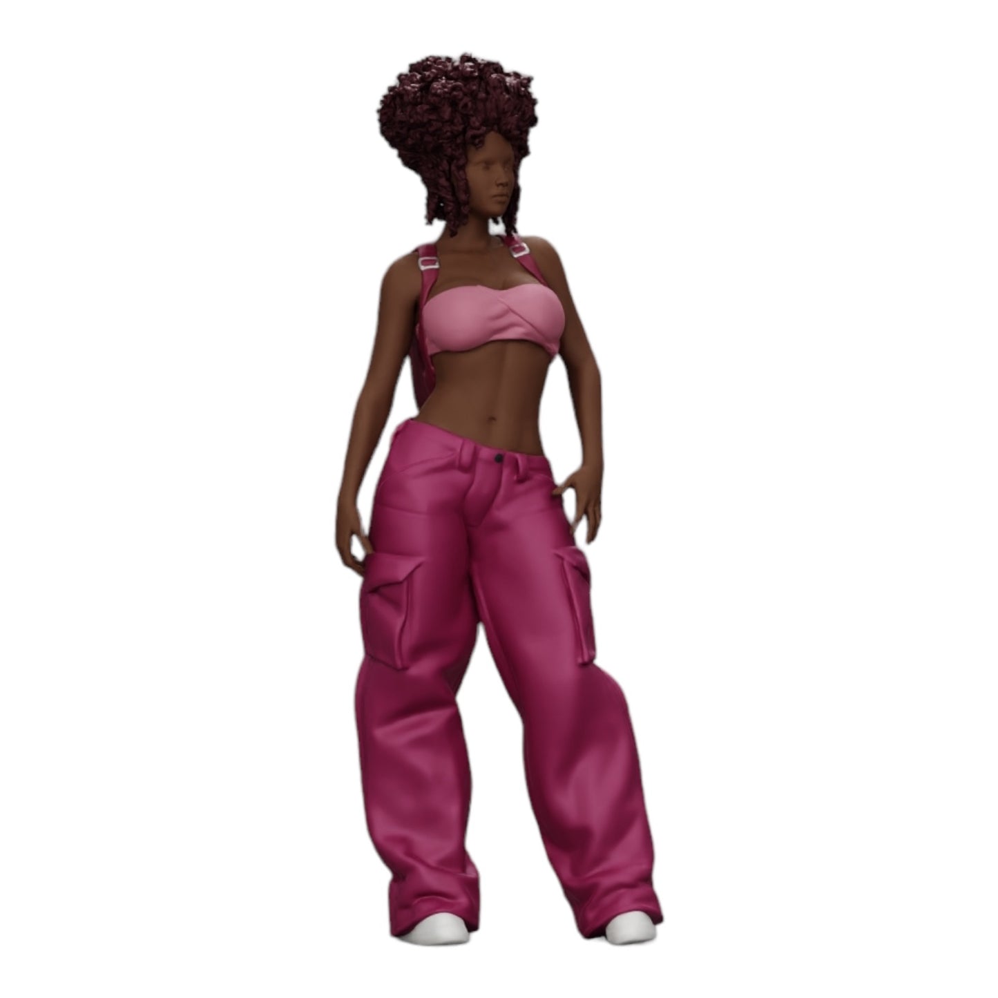 Photo de produit de modélisme diorama 0 : Femme style hip-hop avec soutien-gorge et mini-sac à dos avec cheveux bouclés (Réf. n° A15)