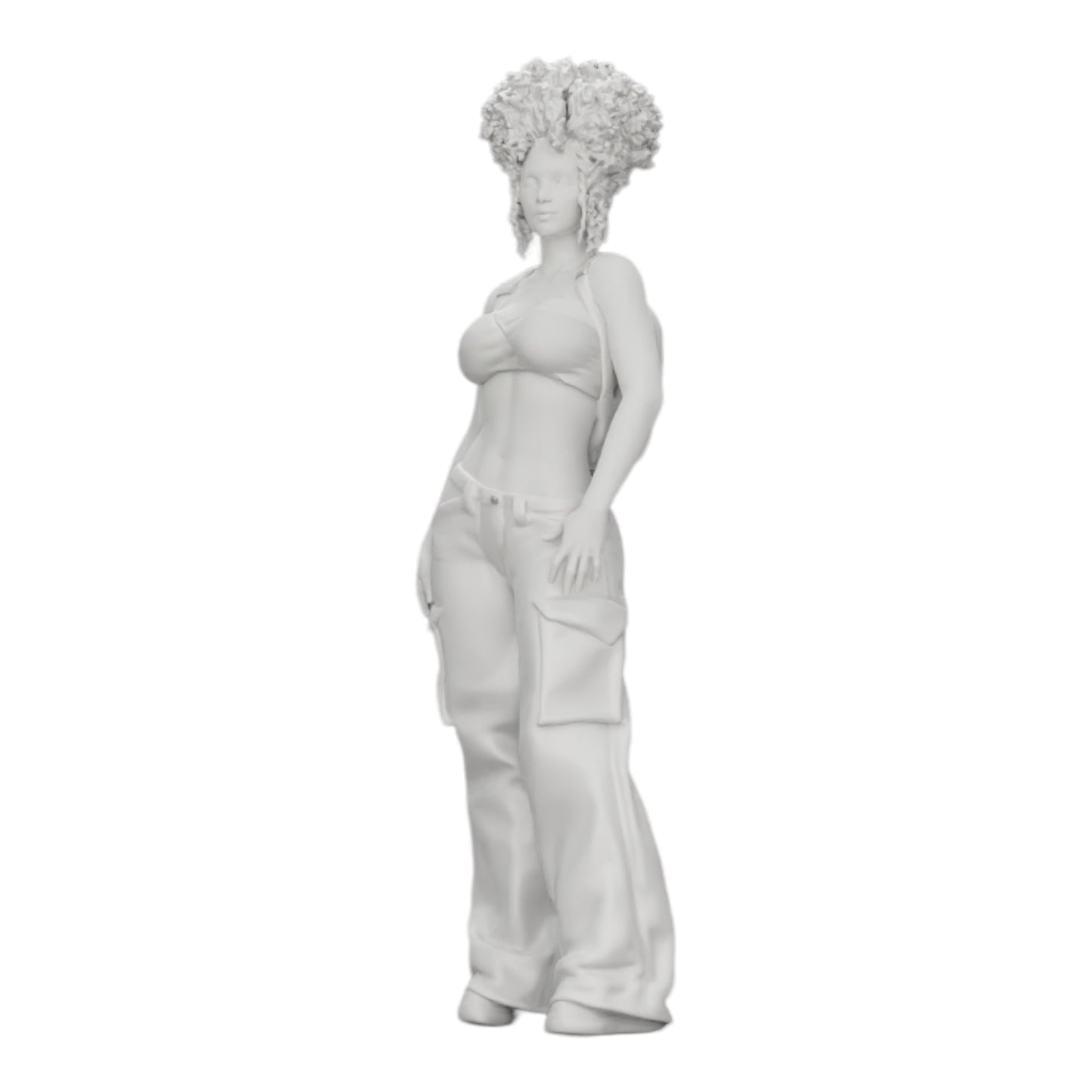 Photo de produit de modélisme diorama 0 : Femme style hip-hop avec soutien-gorge et mini-sac à dos avec cheveux bouclés (Réf. n° A15)