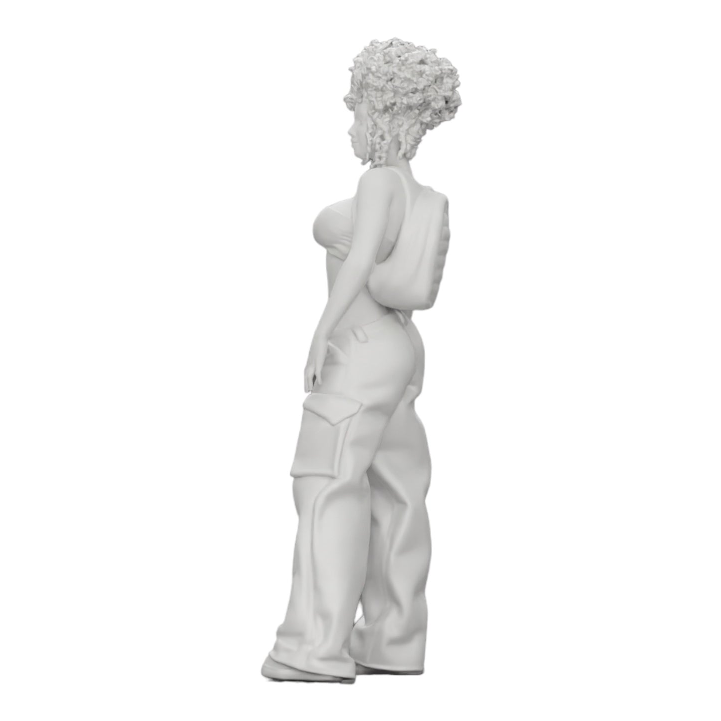 Photo de produit de modélisme diorama 0 : Femme style hip-hop avec soutien-gorge et mini-sac à dos avec cheveux bouclés (Réf. n° A15)