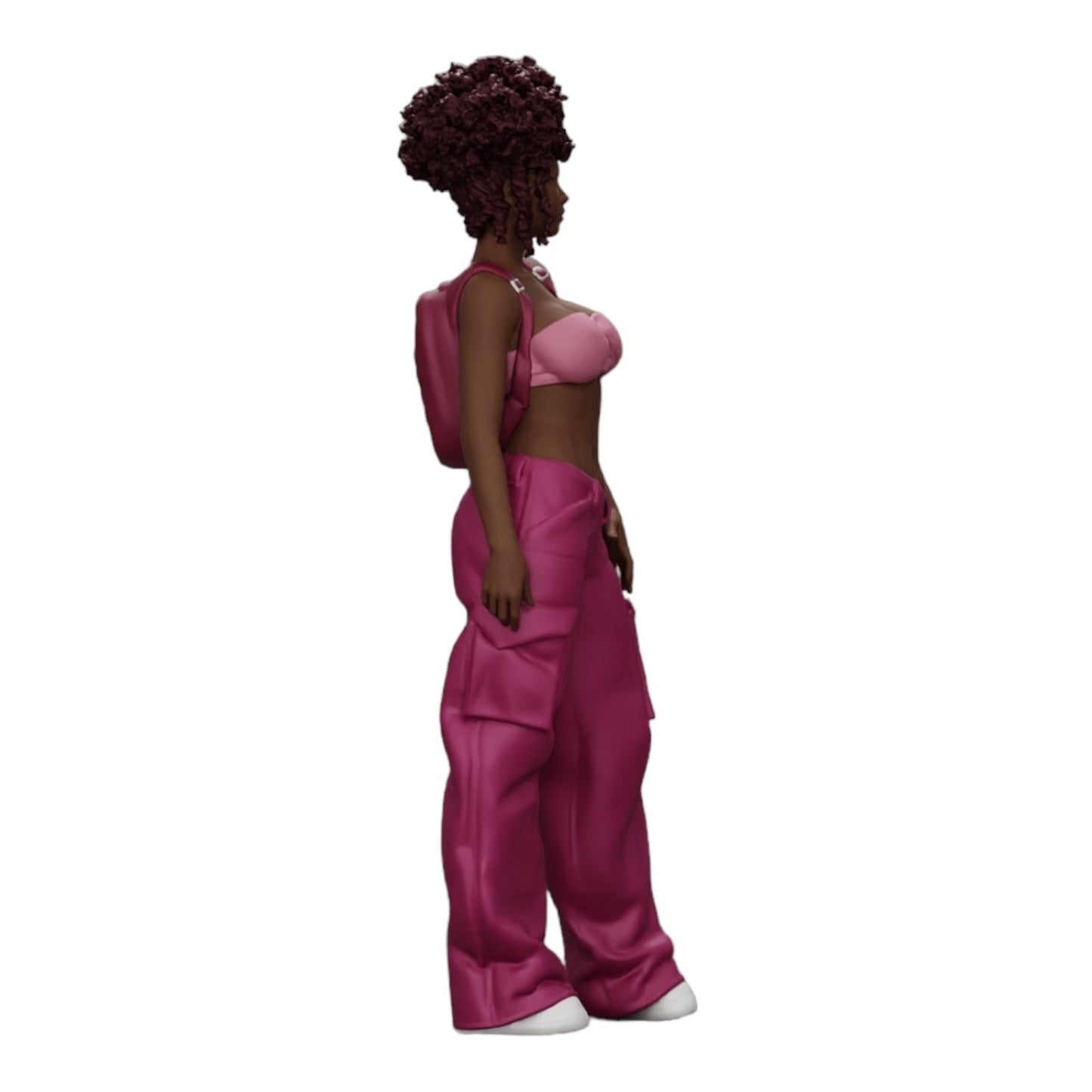 Photo de produit de modélisme diorama 0 : Femme style hip-hop avec soutien-gorge et mini-sac à dos avec cheveux bouclés (Réf. n° A15)
