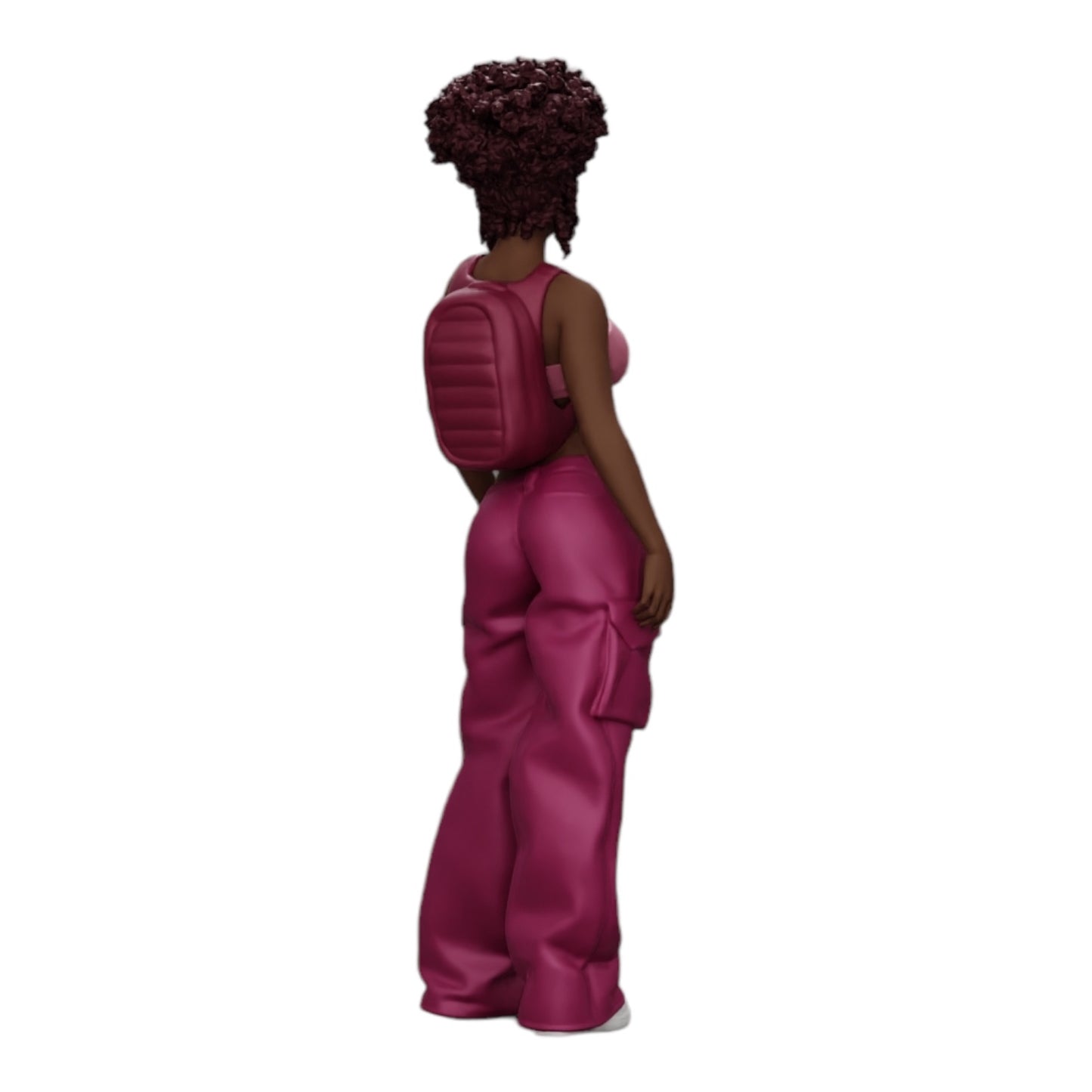 Photo de produit de modélisme diorama 0 : Femme style hip-hop avec soutien-gorge et mini-sac à dos avec cheveux bouclés (Réf. n° A15)