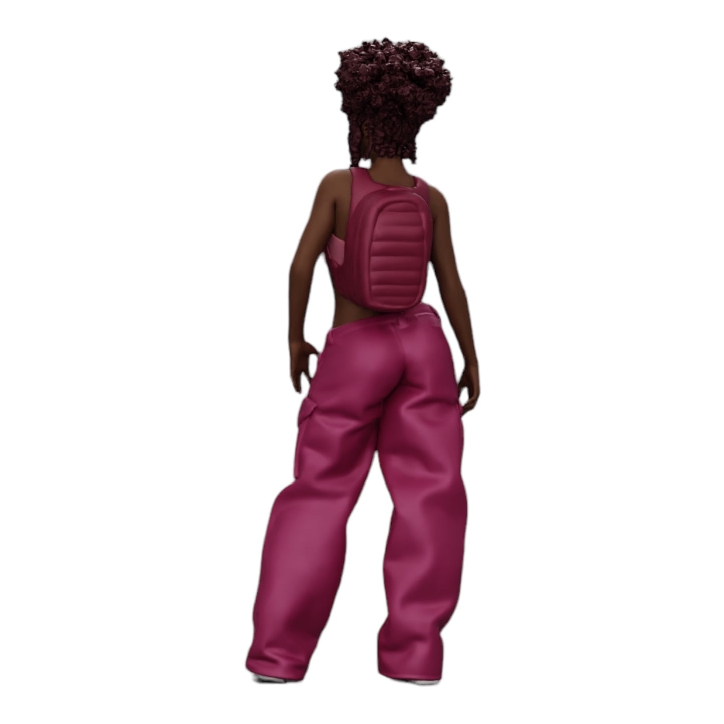 Photo de produit de modélisme diorama 0 : Femme style hip-hop avec soutien-gorge et mini-sac à dos avec cheveux bouclés (Réf. n° A15)