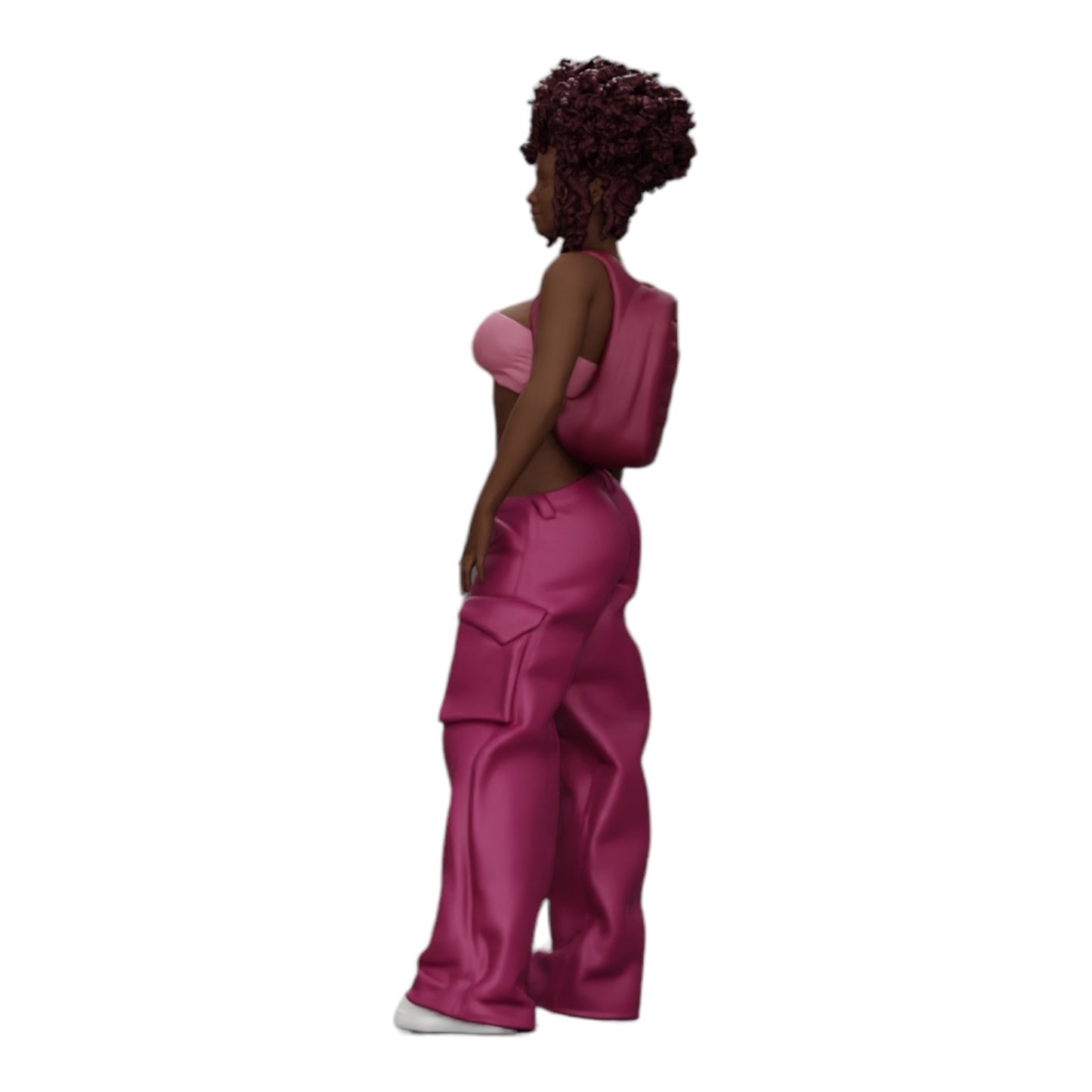 Photo de produit de modélisme diorama 0 : Femme style hip-hop avec soutien-gorge et mini-sac à dos avec cheveux bouclés (Réf. n° A15)