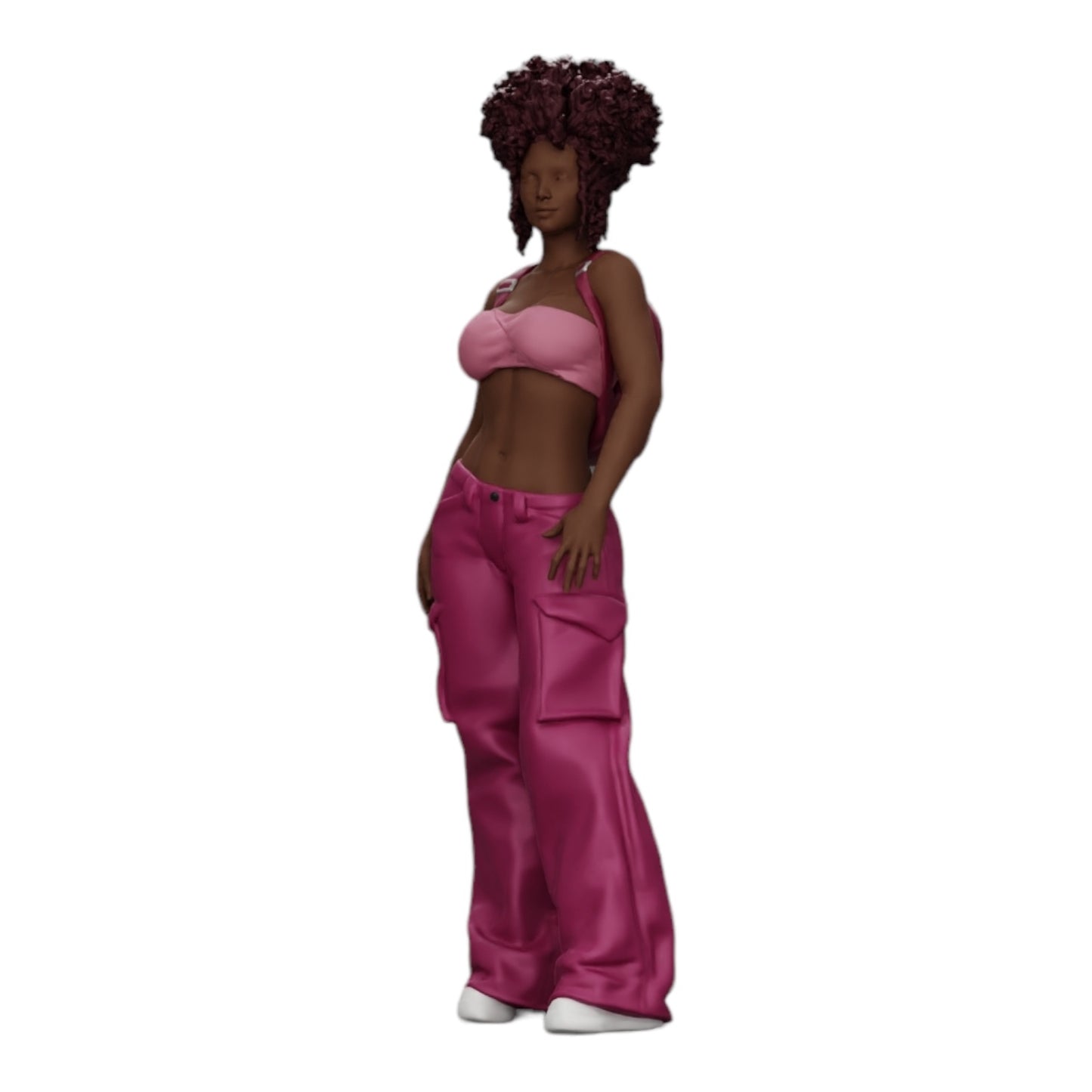 Photo de produit de modélisme diorama 0 : Femme style hip-hop avec soutien-gorge et mini-sac à dos avec cheveux bouclés (Réf. n° A15)