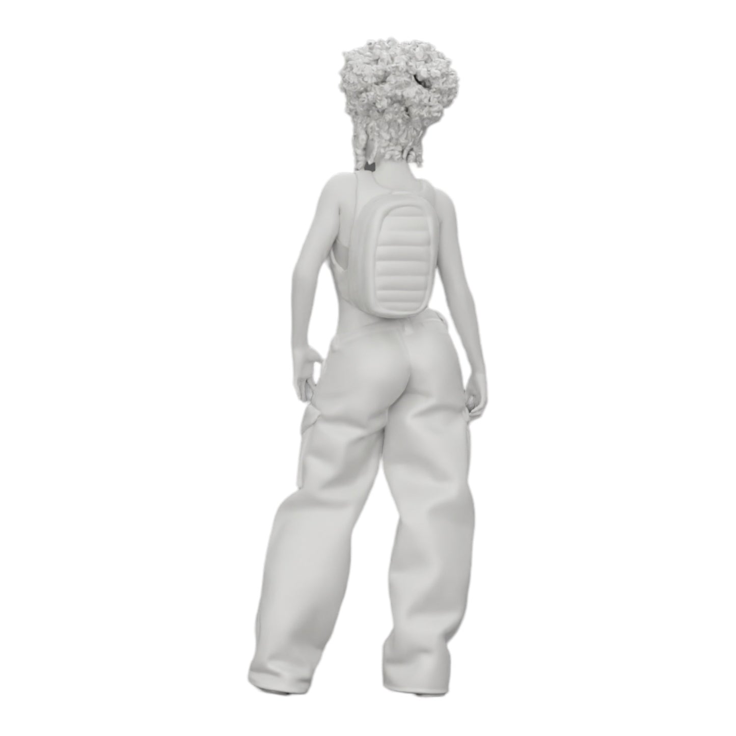 Photo de produit de modélisme diorama 0 : Femme style hip-hop avec soutien-gorge et mini-sac à dos avec cheveux bouclés (Réf. n° A15)