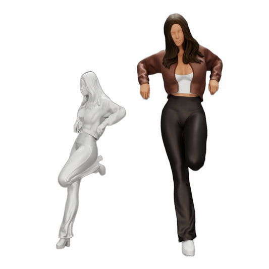 Photo de produit de modélisme diorama 0 : Fille avec une veste courte adossée à une voiture (Réf n° A18)