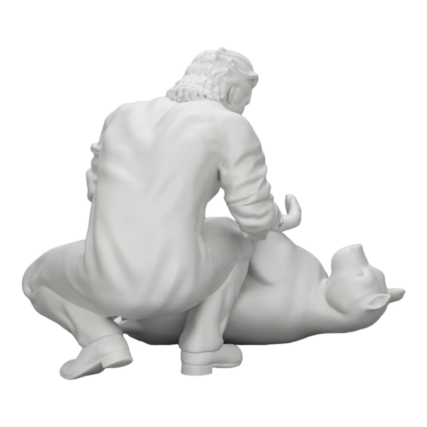 Photo de produit de modélisme diorama 0 : Un homme à genoux caresse son chien couché (Réf n° A20)