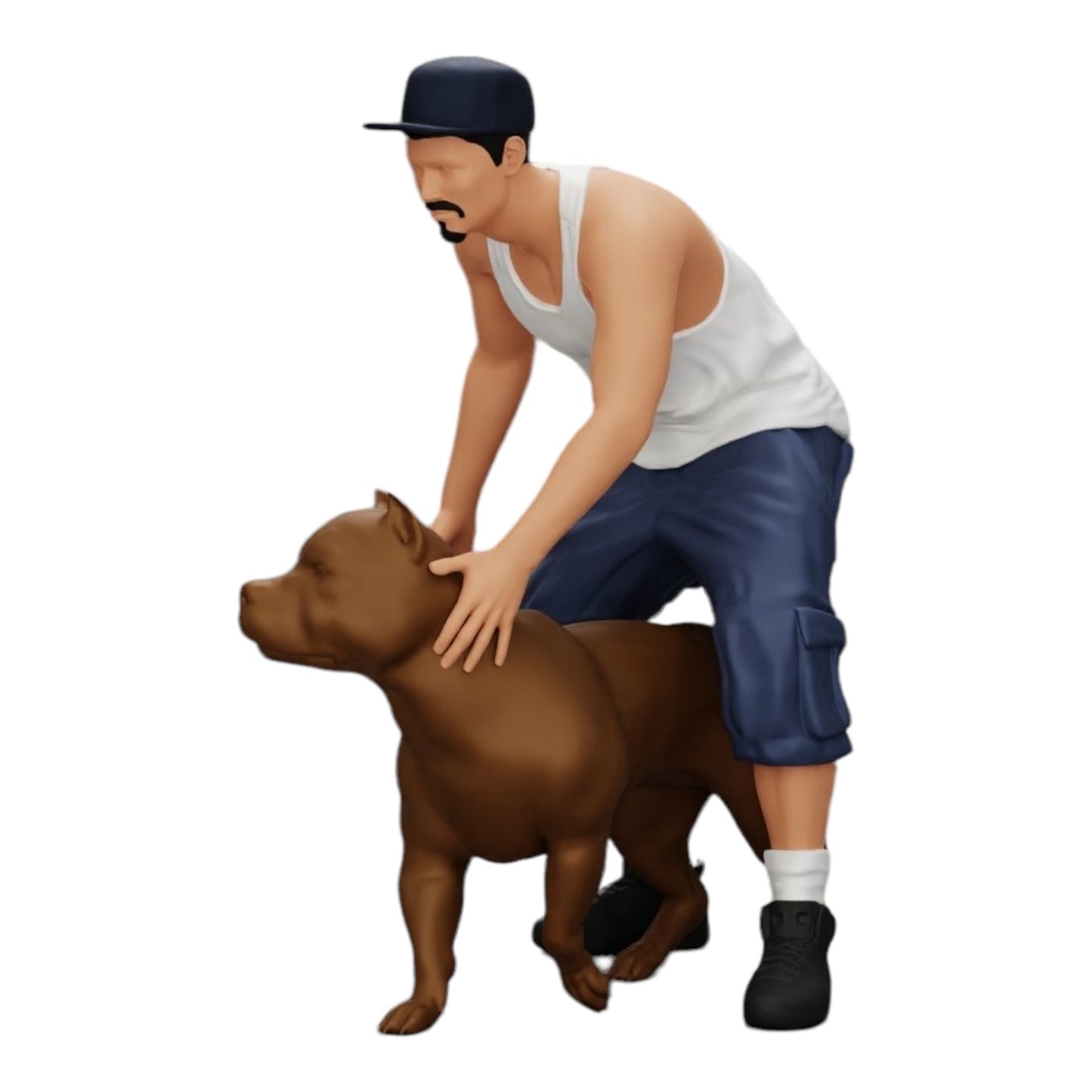 Diorama Modellbau Produktfoto 0: Gangster-Homie in Mütze mit Pitbull Hund (Ref Nr. A22)