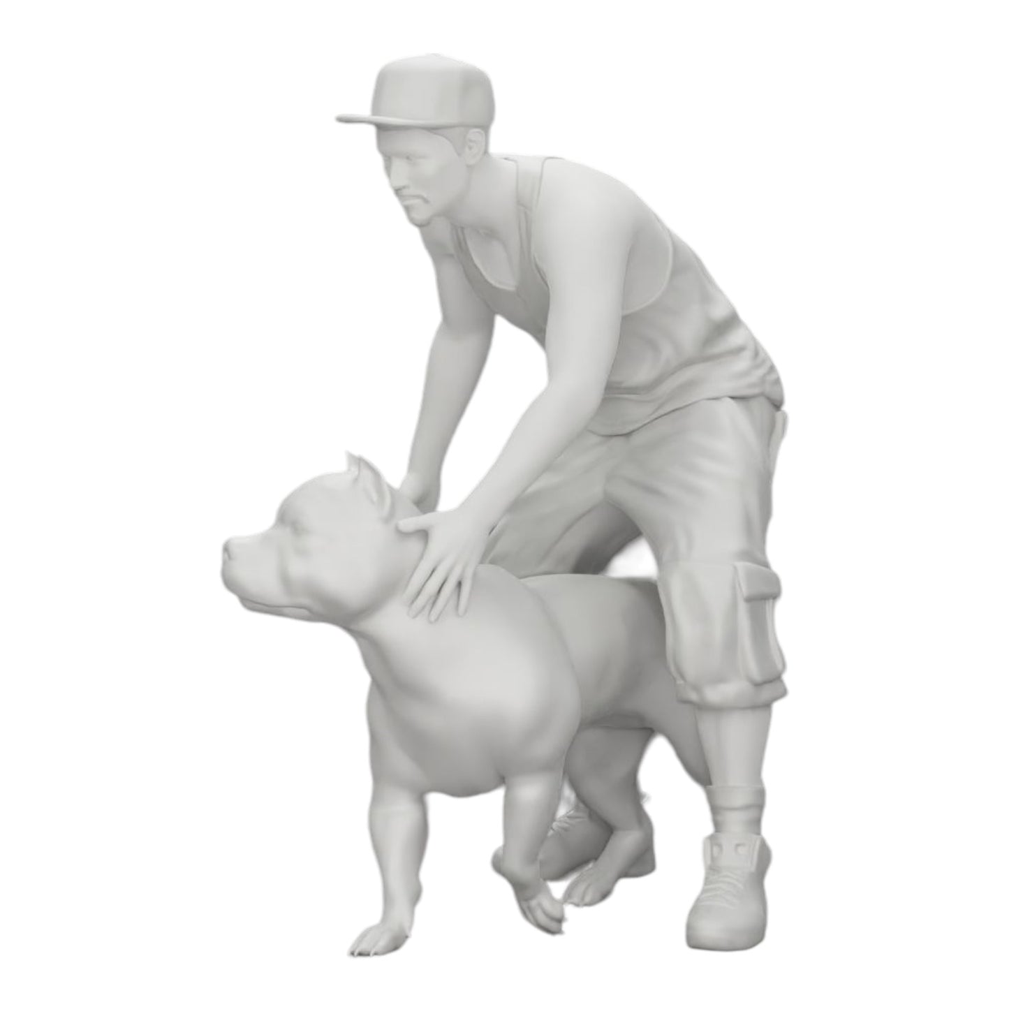 Diorama Modellbau Produktfoto 0: Gangster-Homie in Mütze mit Pitbull Hund (Ref Nr. A22)