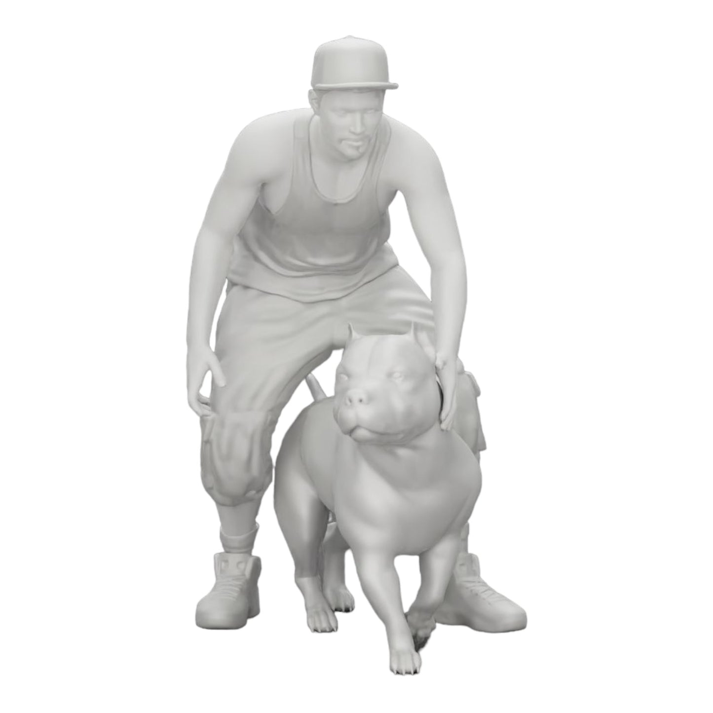 Diorama Modellbau Produktfoto 0: Gangster-Homie in Mütze mit Pitbull Hund (Ref Nr. A22)