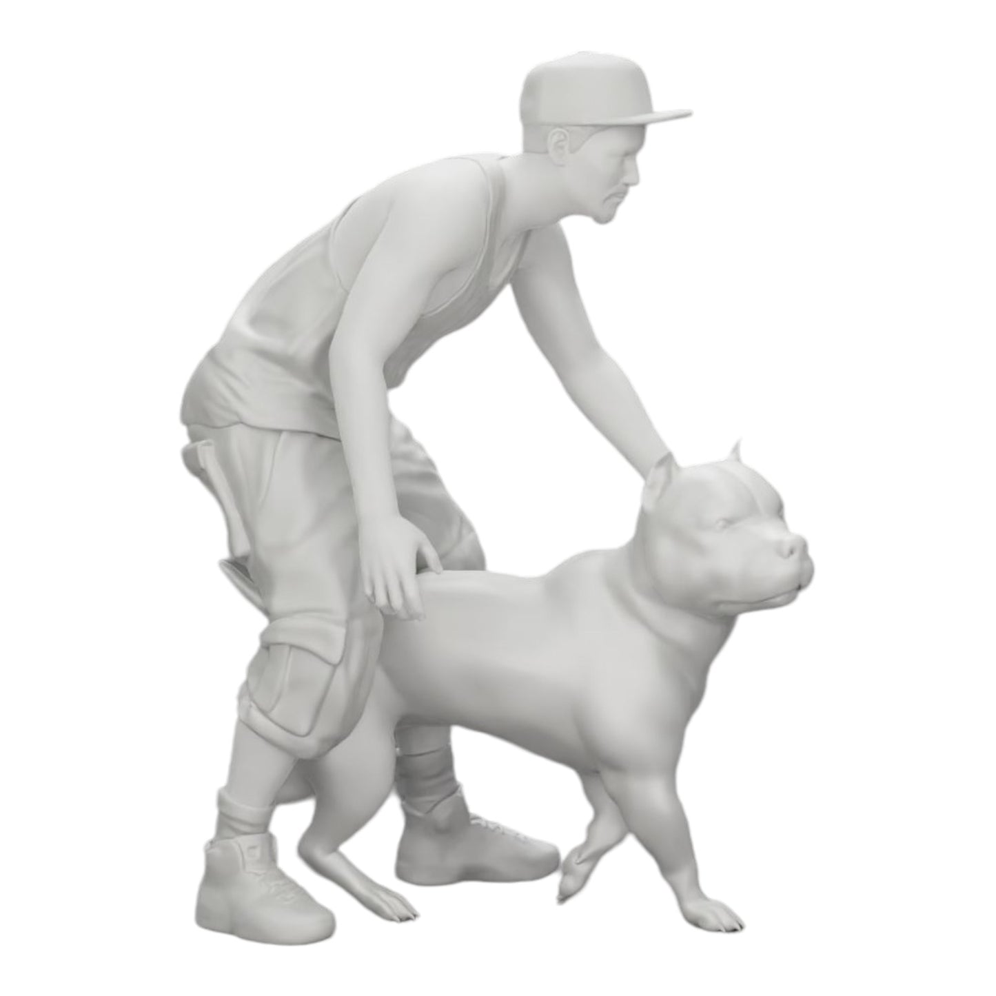Diorama Modellbau Produktfoto 0: Gangster-Homie in Mütze mit Pitbull Hund (Ref Nr. A22)