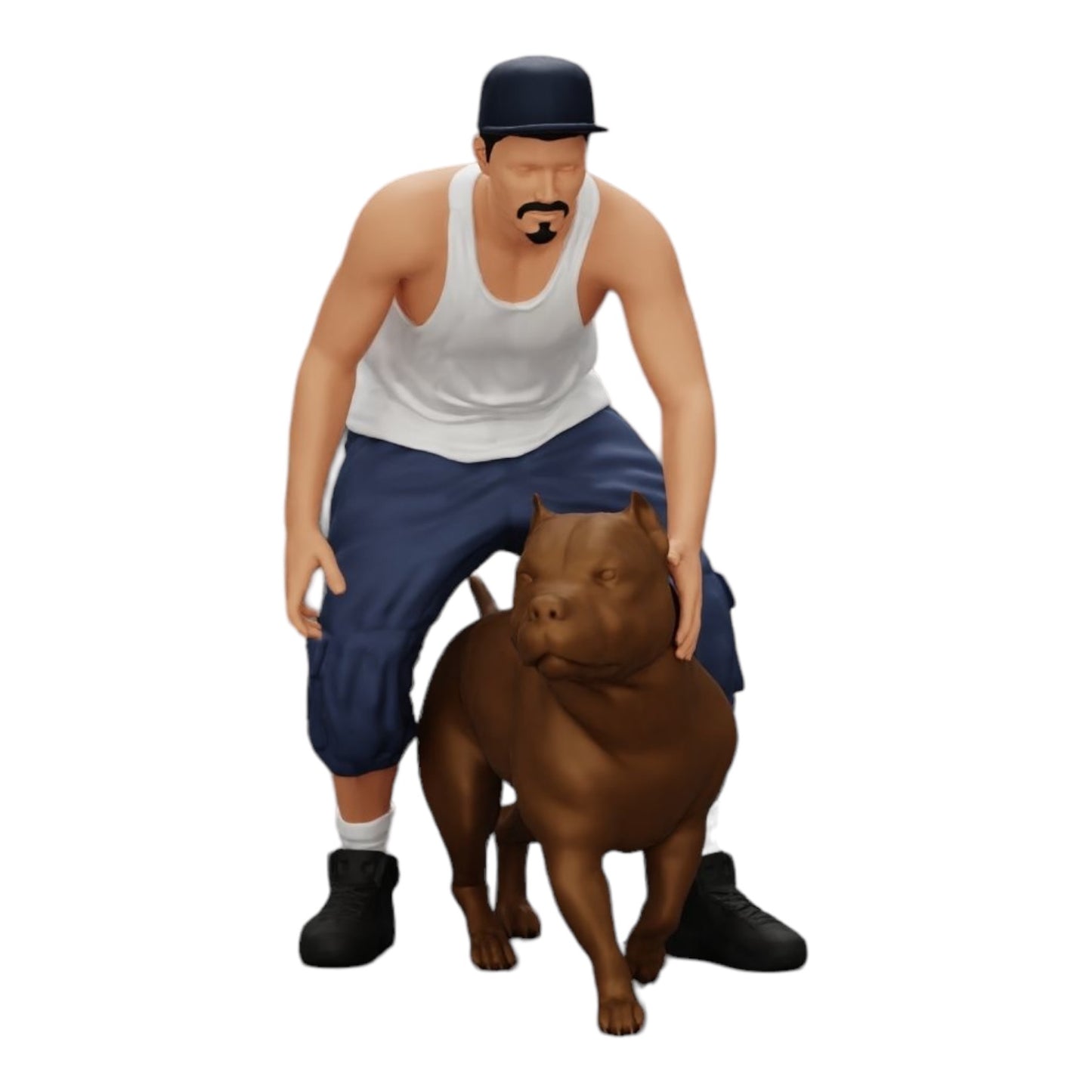 Diorama Modellbau Produktfoto 0: Gangster-Homie in Mütze mit Pitbull Hund (Ref Nr. A22)
