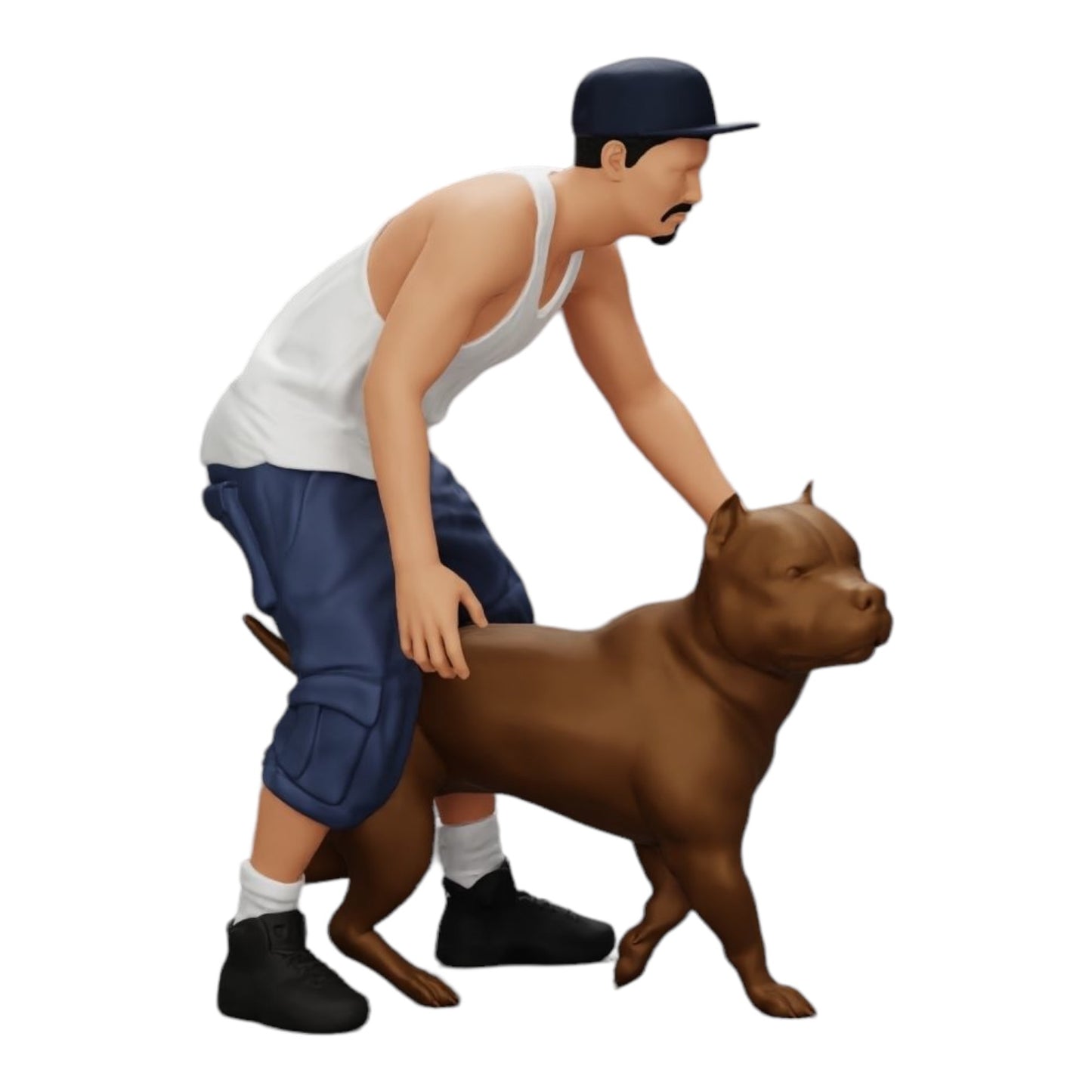 Diorama Modellbau Produktfoto 0: Gangster-Homie in Mütze mit Pitbull Hund (Ref Nr. A22)