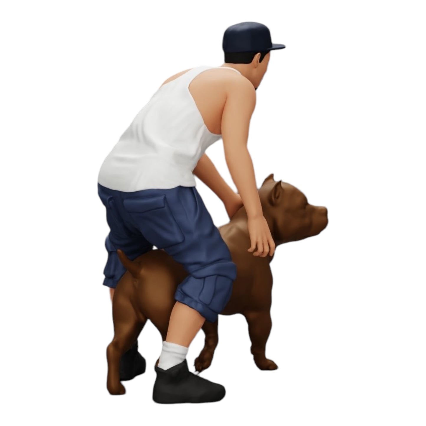 Diorama Modellbau Produktfoto 0: Gangster-Homie in Mütze mit Pitbull Hund (Ref Nr. A22)
