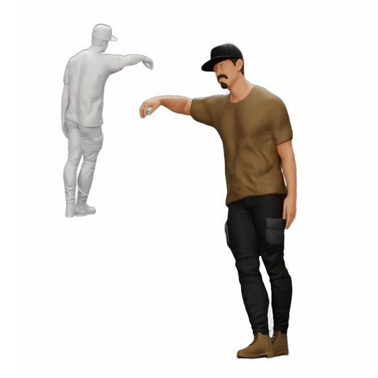 Photo de produit de modélisme diorama 0 : gangster avec chapeau adossé au mur (Réf. n° A23)