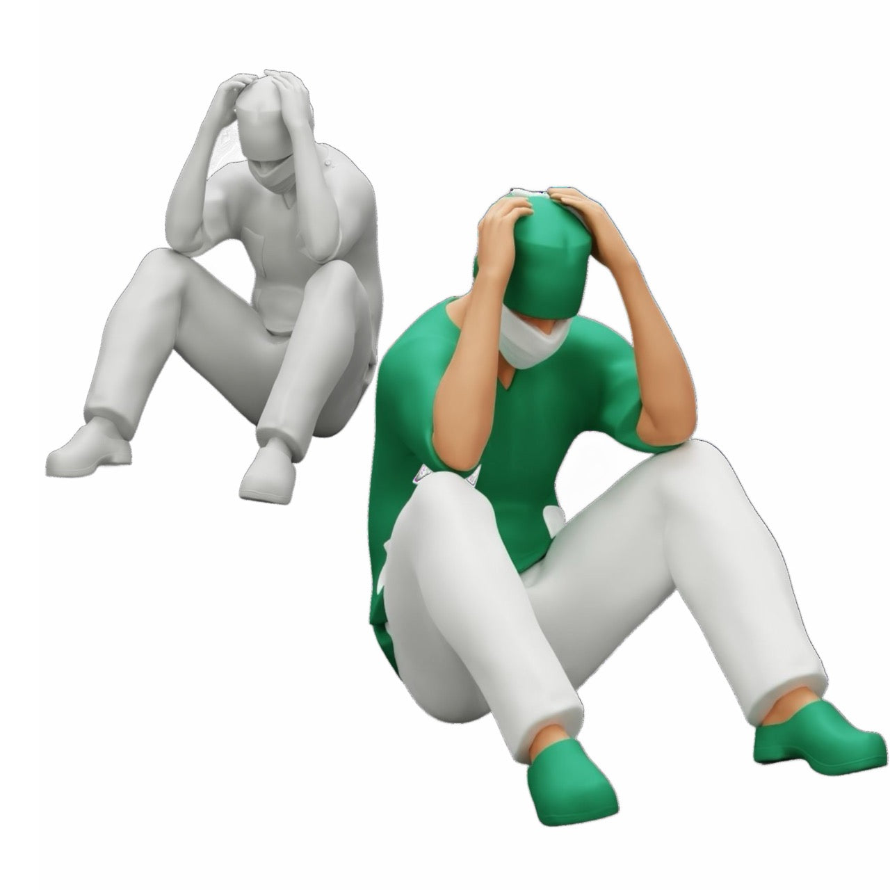 Photo de produit de modélisme diorama 0 : Chirurgien pensif assis au sol après une intervention ratée (Réf n° A31)