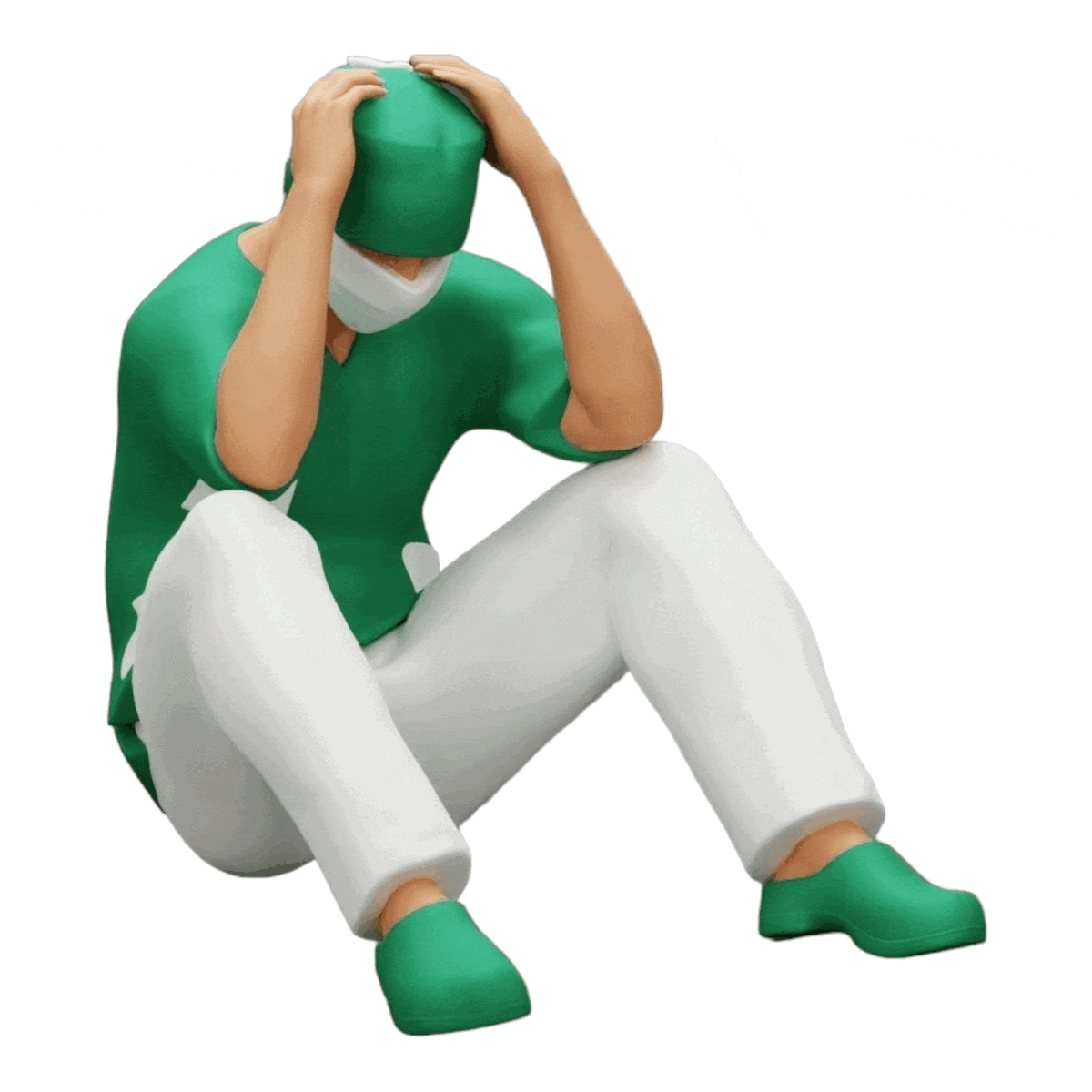 Photo de produit de modélisme diorama 0 : Chirurgien pensif assis au sol après une intervention ratée (Réf n° A31)